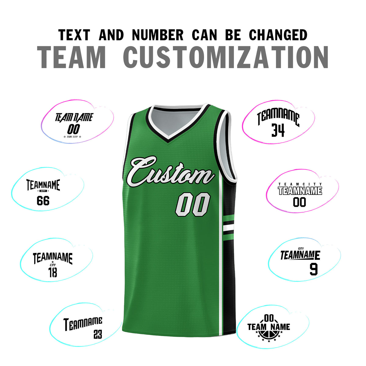 Custom Youth Basketball Jersey - Kelly Green Black Two-Tone Varsity Jersey Set