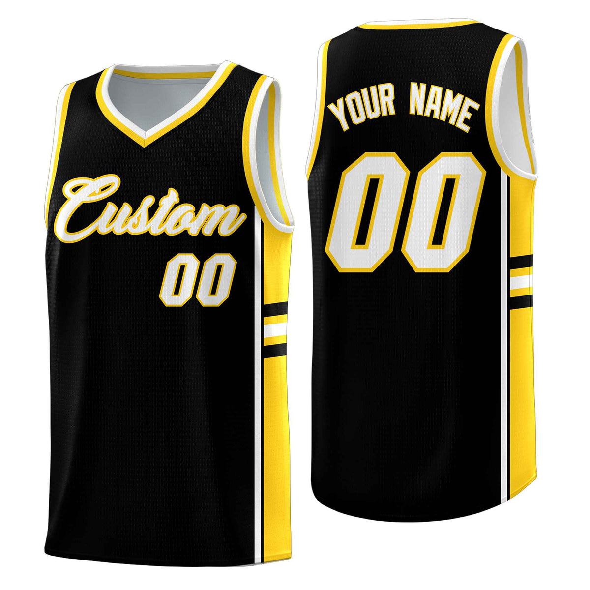 Custom Youth Basketball Jersey - Black Gold Two-Tone Varsity Jersey Set