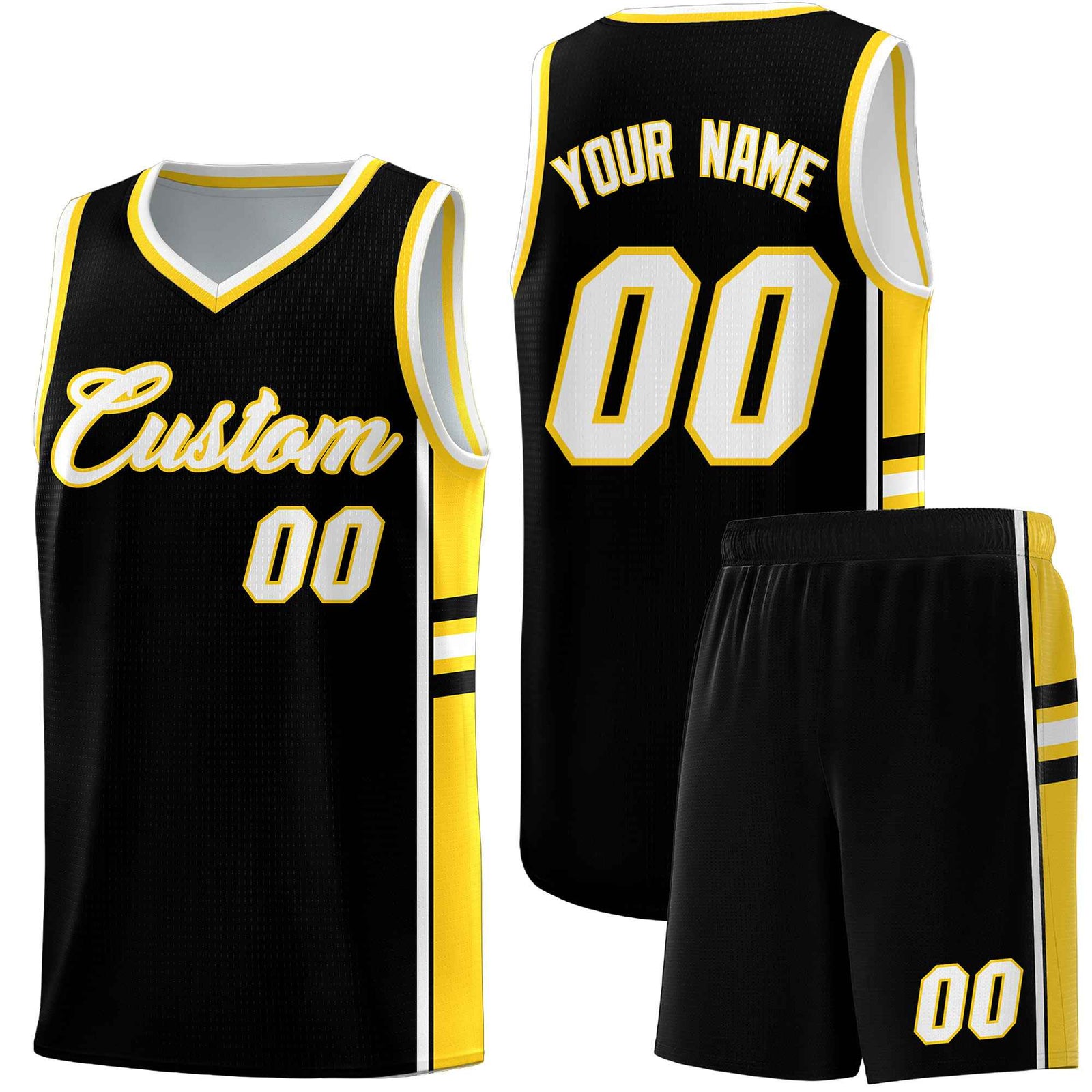 Custom Youth Basketball Jersey - Black Gold Two-Tone Varsity Jersey Set