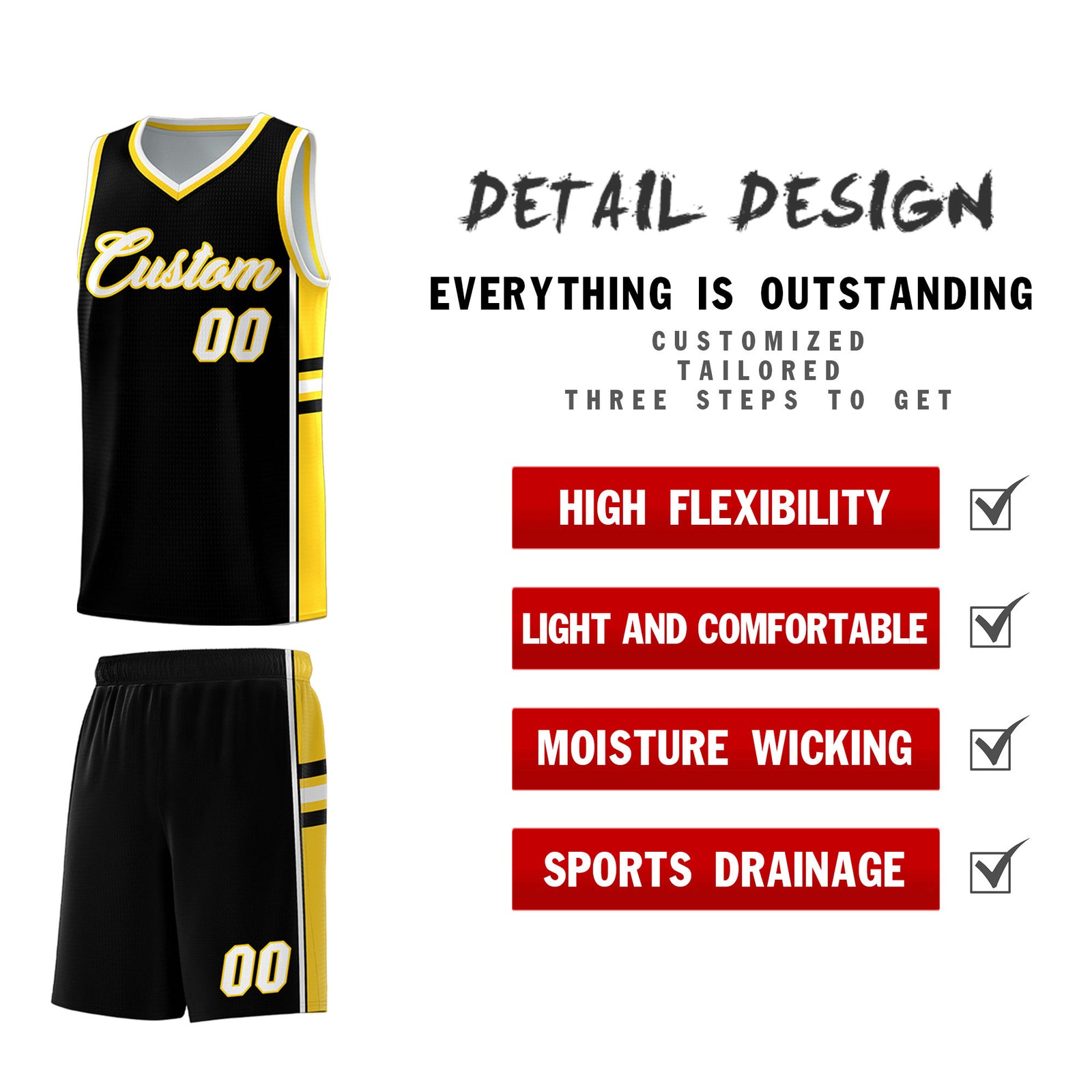 Custom Youth Basketball Jersey - Black Gold Two-Tone Varsity Jersey Set