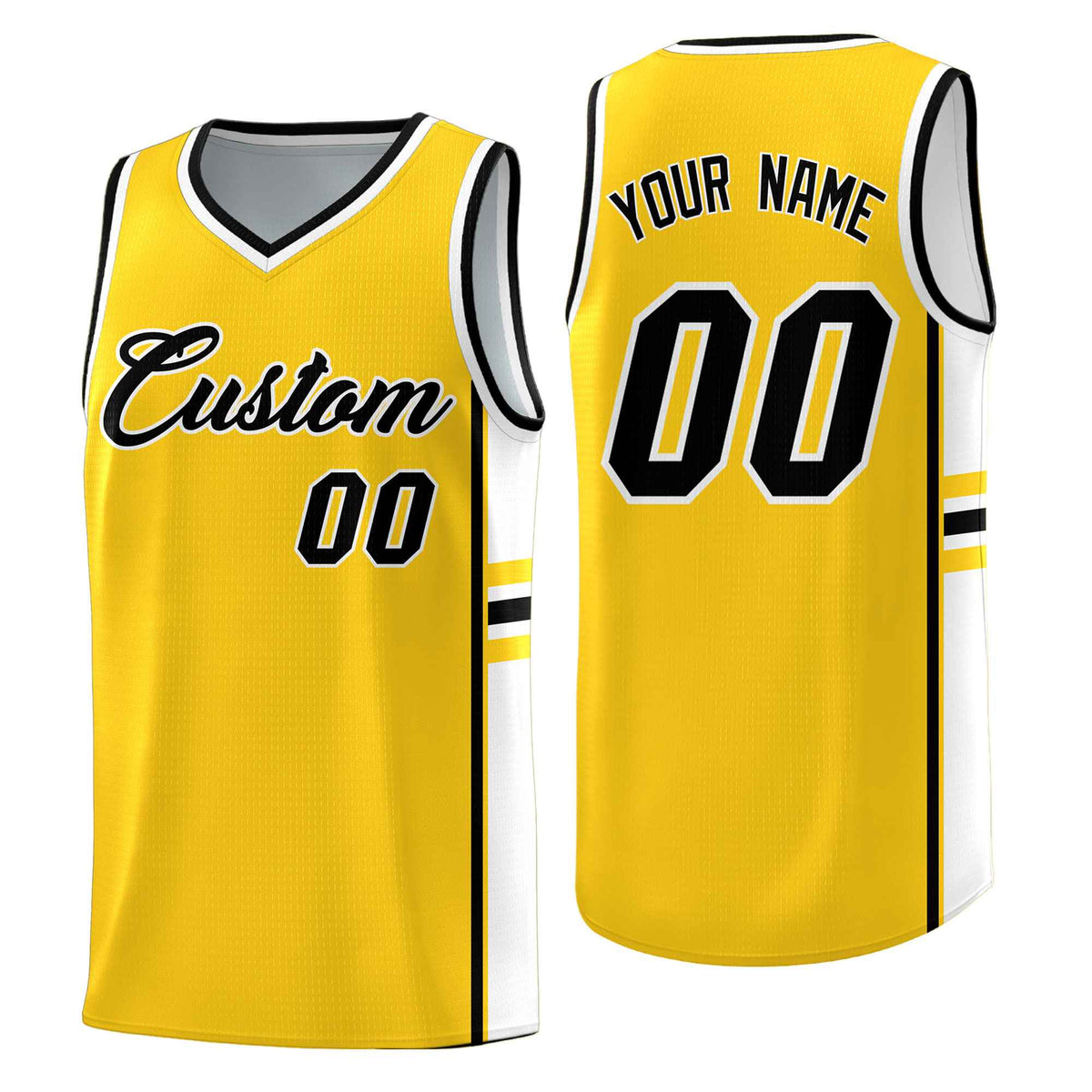Custom Youth Basketball Jersey - Gold White Two-Tone Classic Varsity Uniform