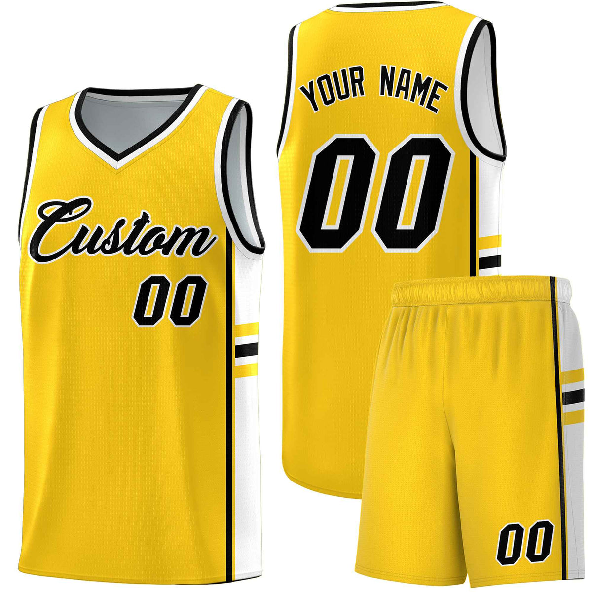 Custom Youth Basketball Jersey - Gold White Two-Tone Classic Varsity Uniform