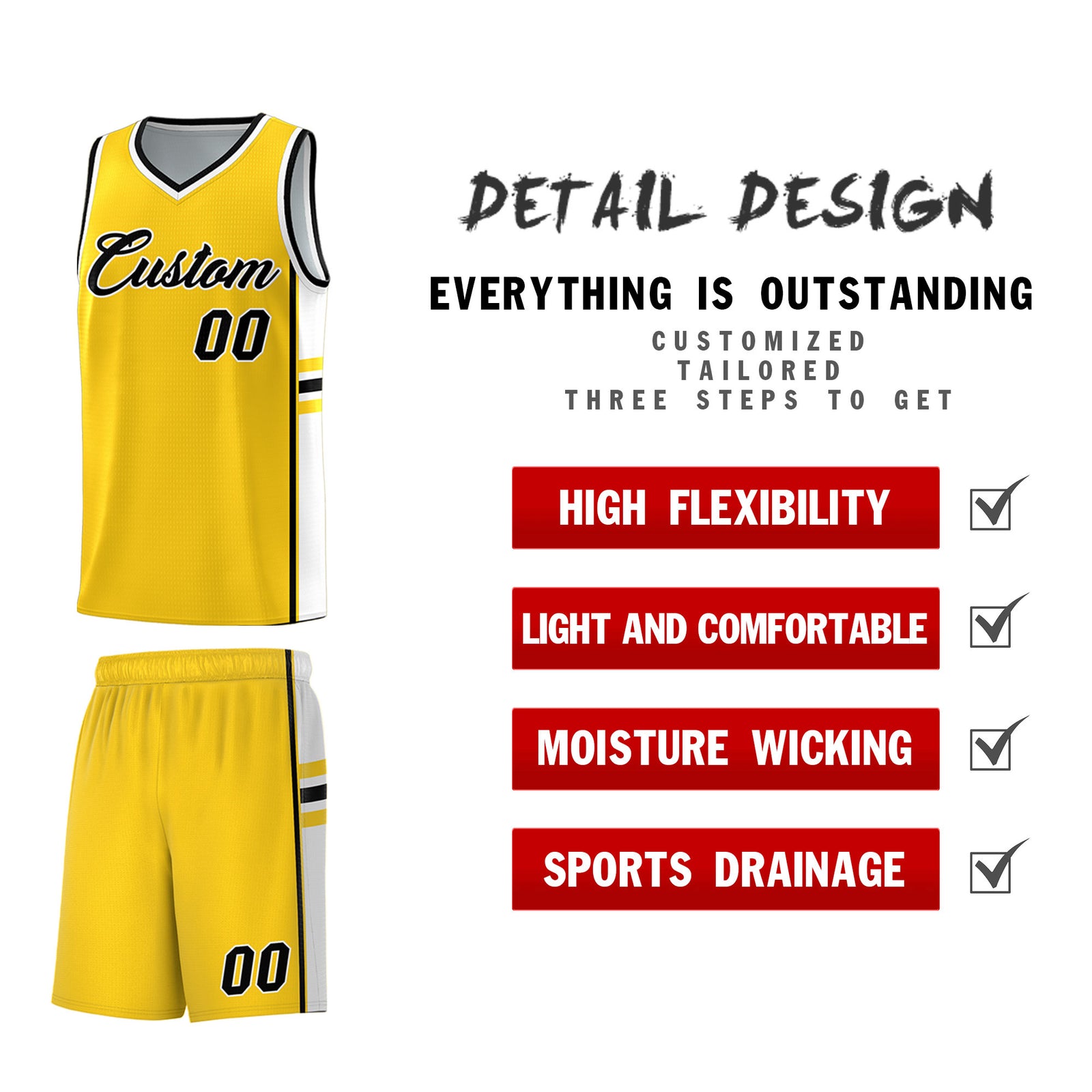 Custom Youth Basketball Jersey - Gold White Two-Tone Classic Varsity Uniform