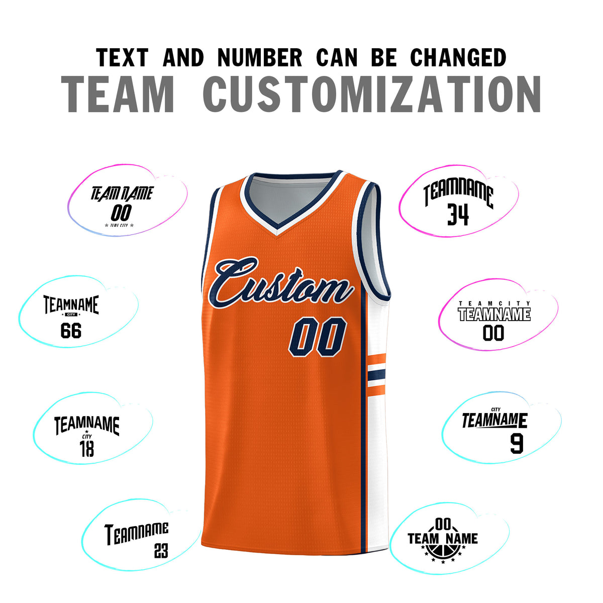 Custom Youth Basketball Jersey - Orange White Two-Tone Classic Varsity Uniform