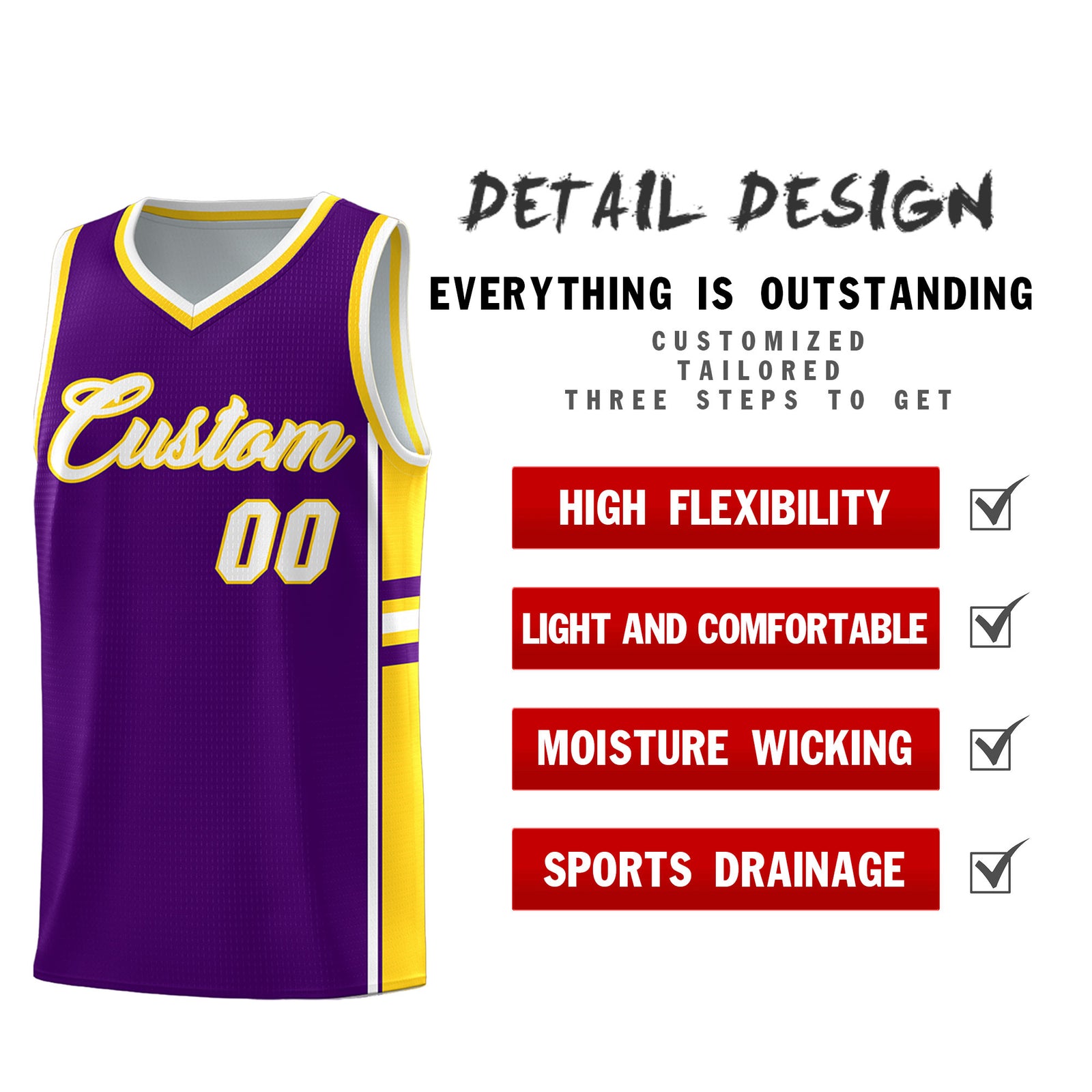 Custom Youth Basketball Jersey - Purple Gold Two-Tone Varsity Jersey Set