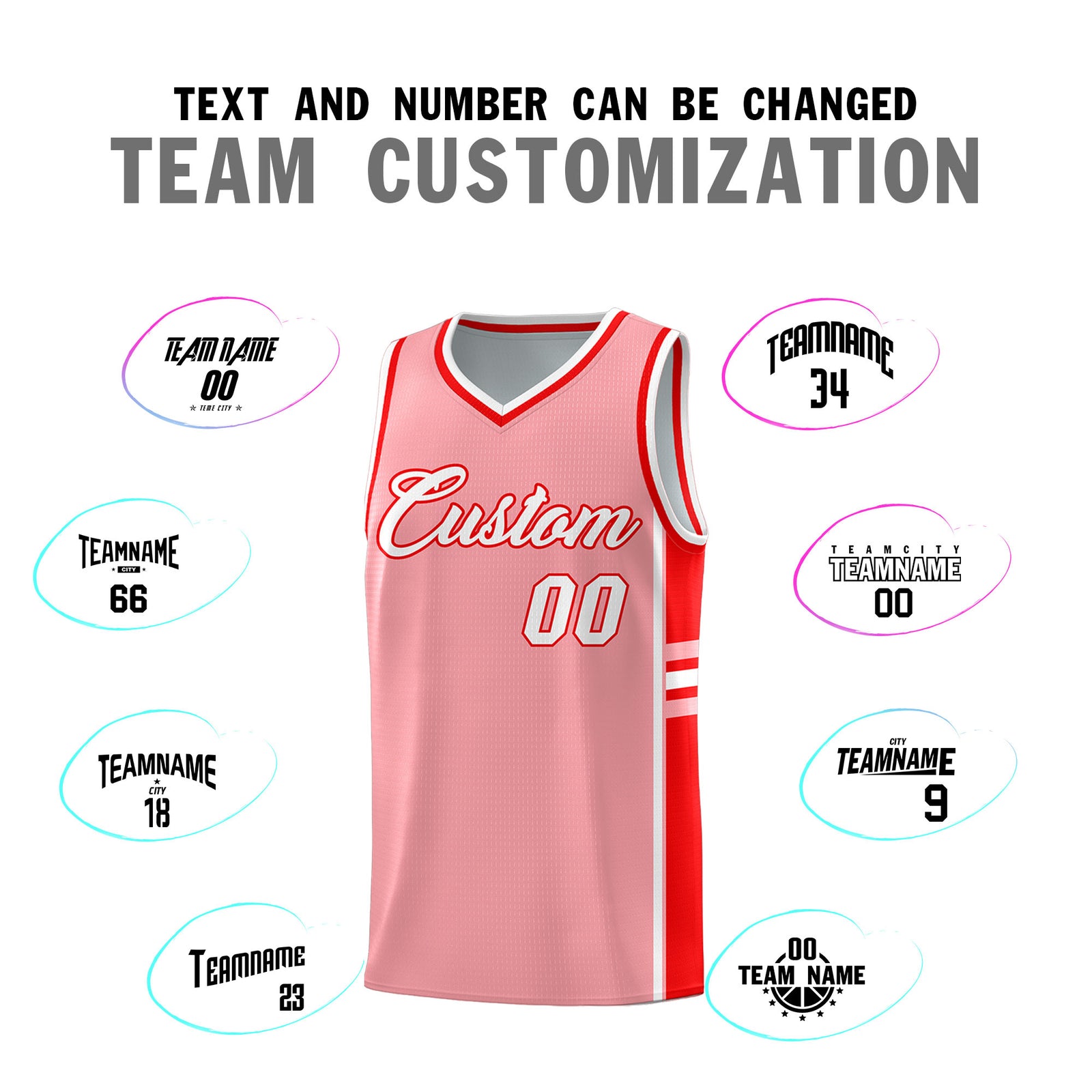 Custom Youth Basketball Jersey - Light Pink Light Red Two-Tone Varsity Jersey Set