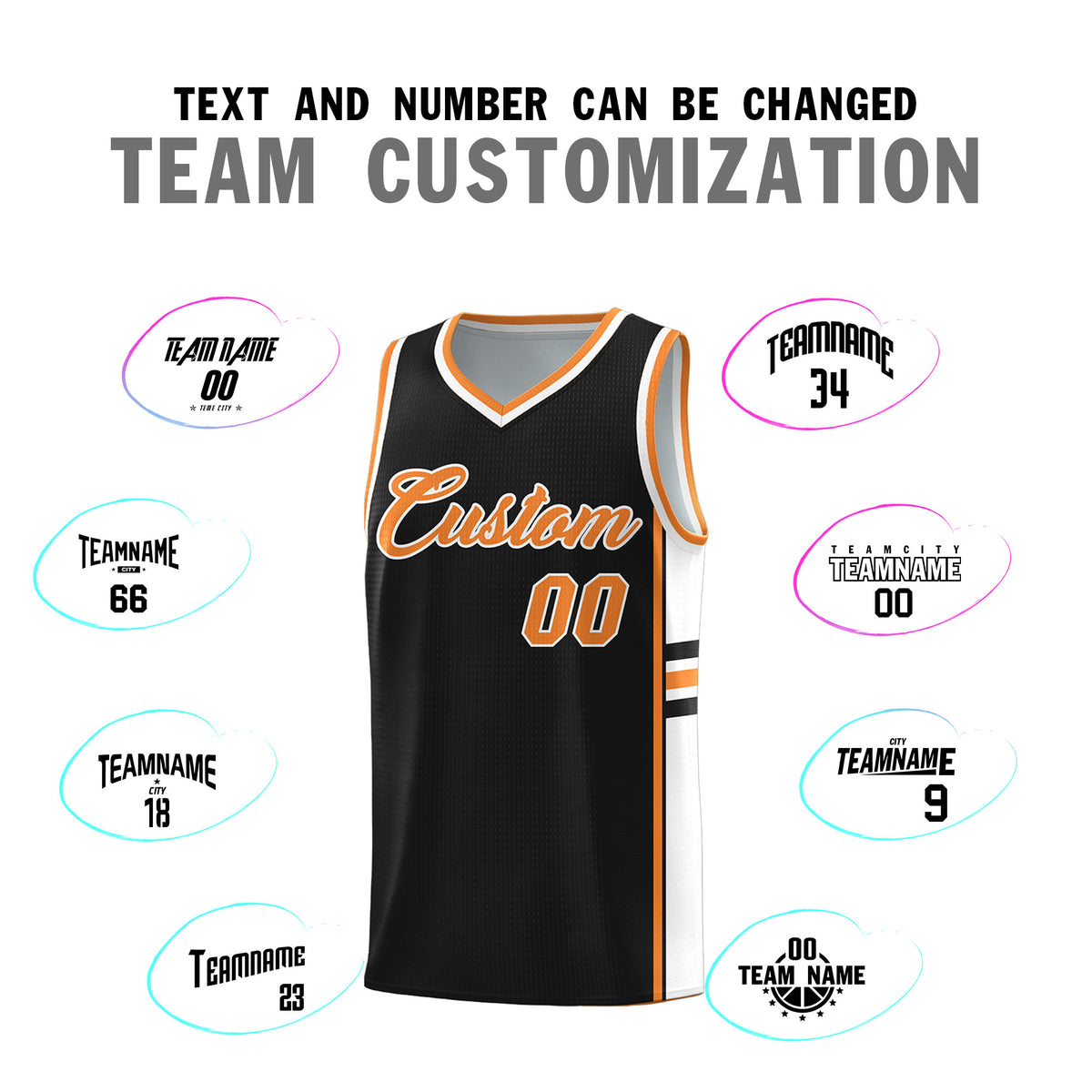 Custom Youth Basketball Jersey - Black Gold Orange Two-Tone Classic Varsity Uniform