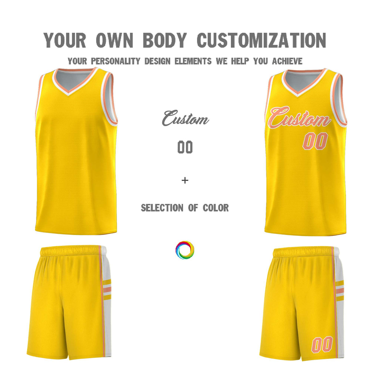 Custom Youth Basketball Jersey - Gold White Personalized Varsity Two-Tone Uniform