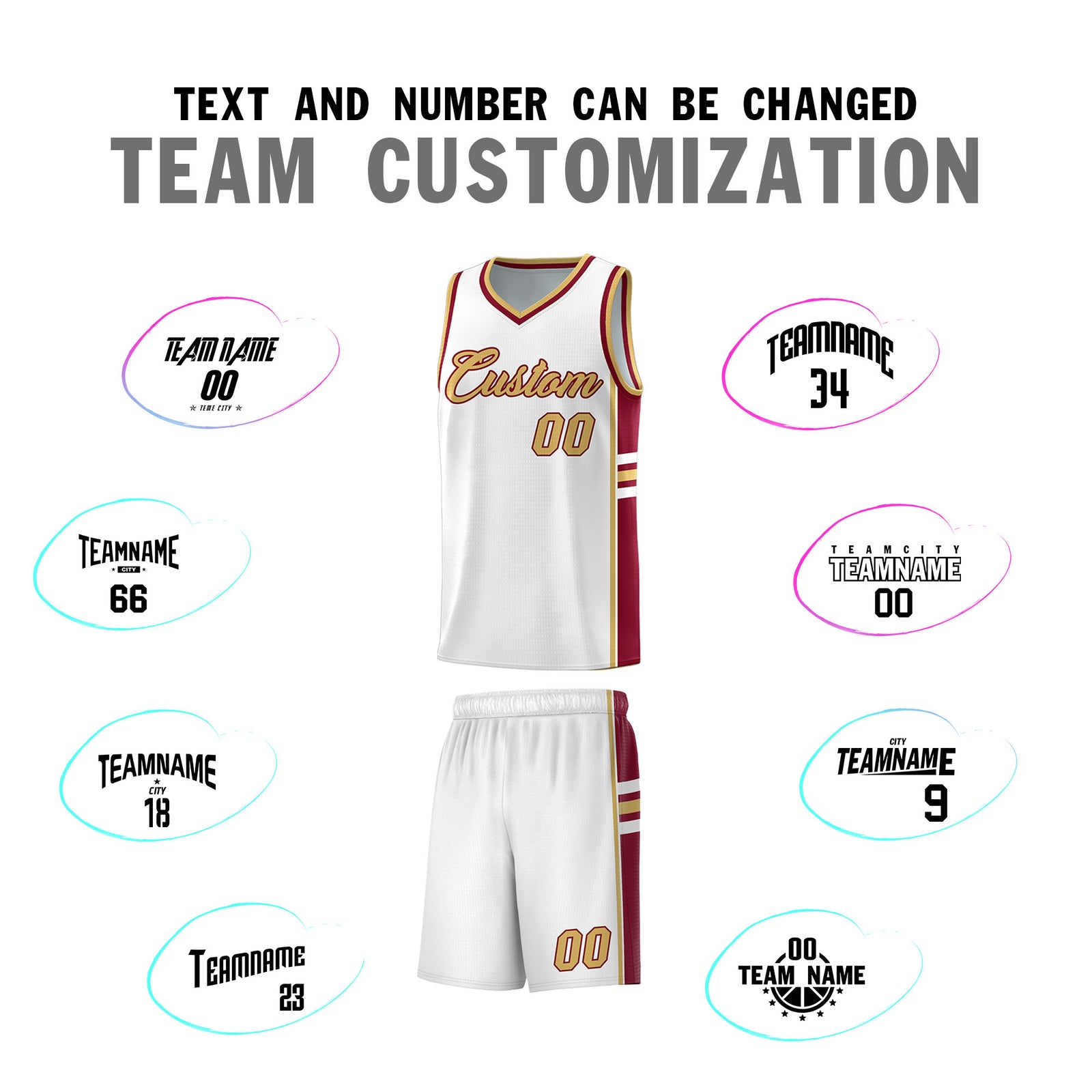 Custom Youth Basketball Jersey - White Crimson Two-Tone Varsity Jersey Set