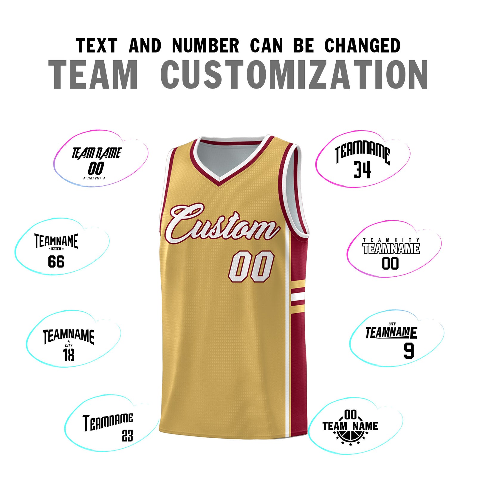 Custom Youth Basketball Jersey - Old Gold Crimson Two-Tone Classic Varsity Uniform