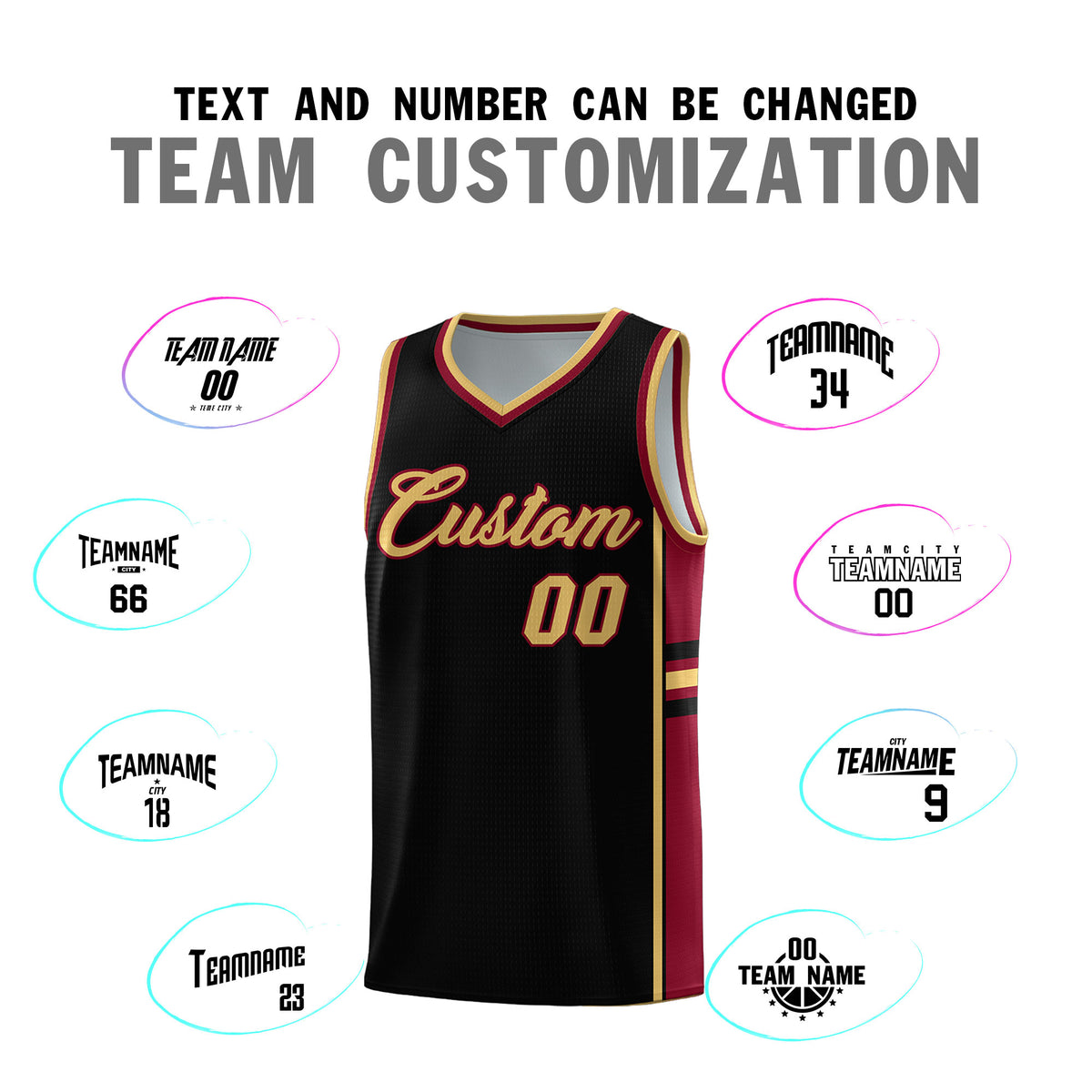Custom Youth Basketball Jersey - Black Crimson Two-Tone Varsity Jersey Set