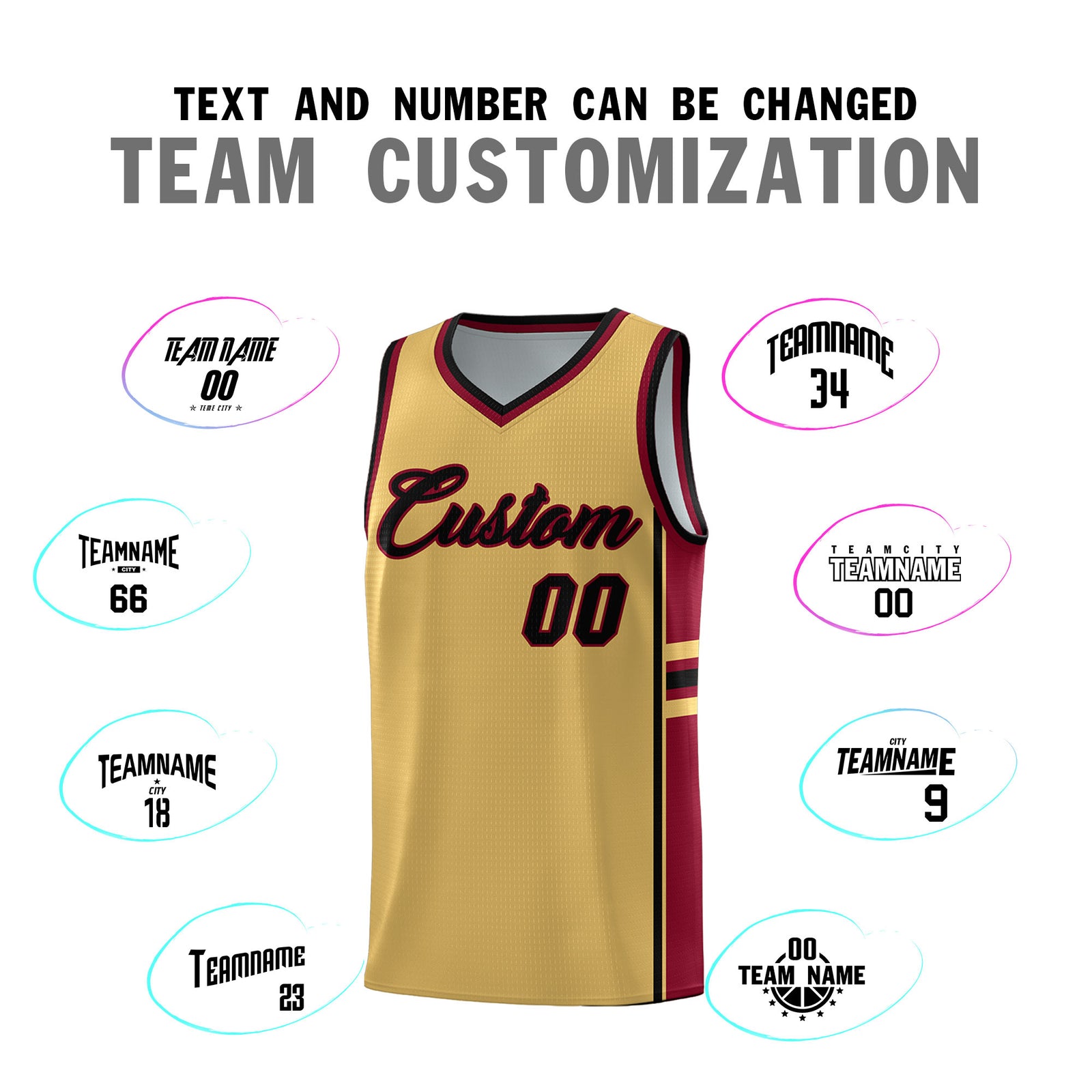 Custom Youth Basketball Jersey - Old Gold Crimson Two-Tone Classic Varsity Uniform