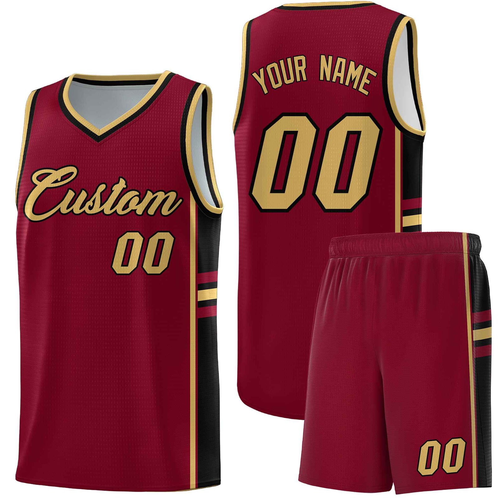 Custom Youth Basketball Jersey - Crimson Black Personalized Varsity Two-Tone Uniform