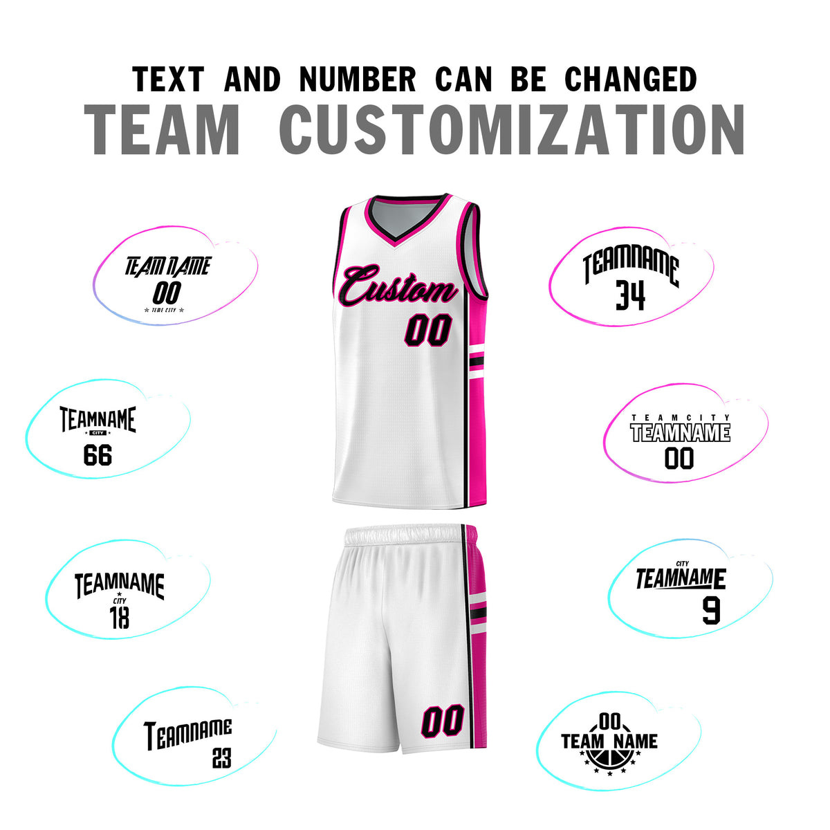 Custom Youth Basketball Jersey - White Pink Two-Tone Varsity Jersey Set