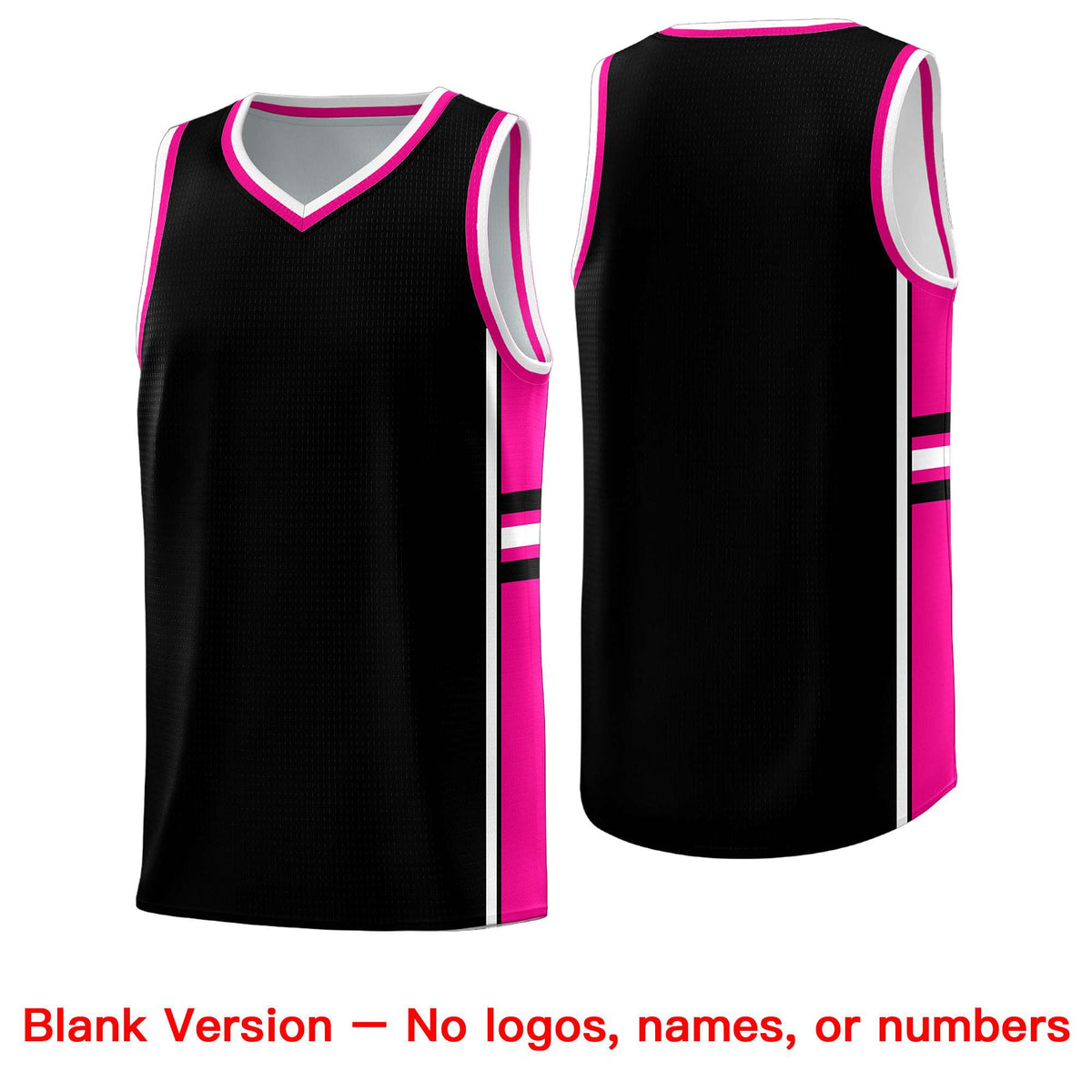 Custom Youth Basketball Jersey - Black Pink Two-Tone Classic Varsity Uniform