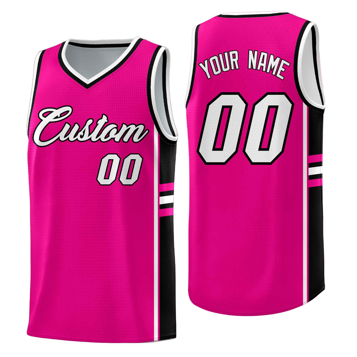 Custom Youth Basketball Jersey - Pink Black Personalized Varsity Two-Tone Uniform