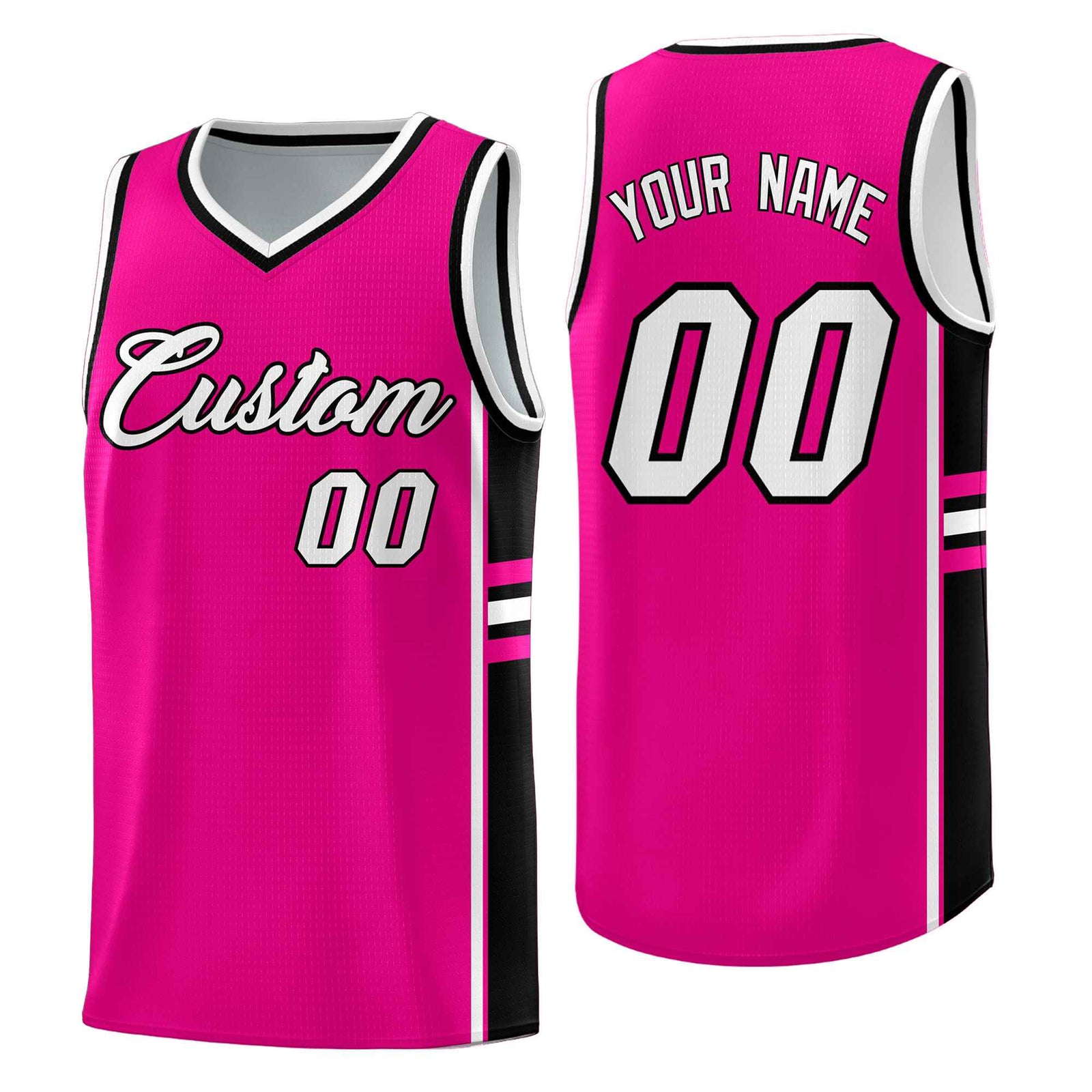 Custom Youth Basketball Jersey - Pink Black Personalized Varsity Two-Tone Uniform