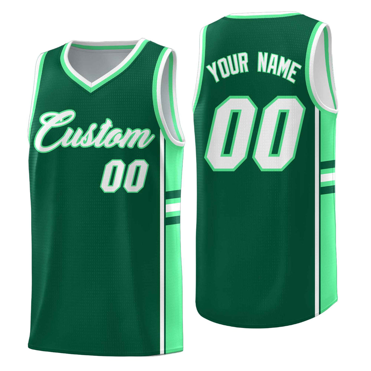 Custom Youth Basketball Jersey - Kelly Green Green Two-Tone Classic Varsity Uniform