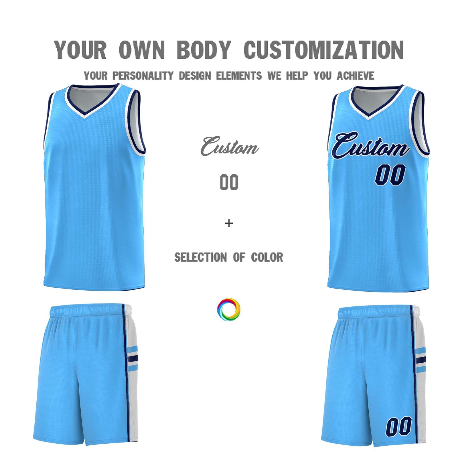 Custom Youth Basketball Jersey - Powder Blue White Personalized Varsity Two-Tone Uniform