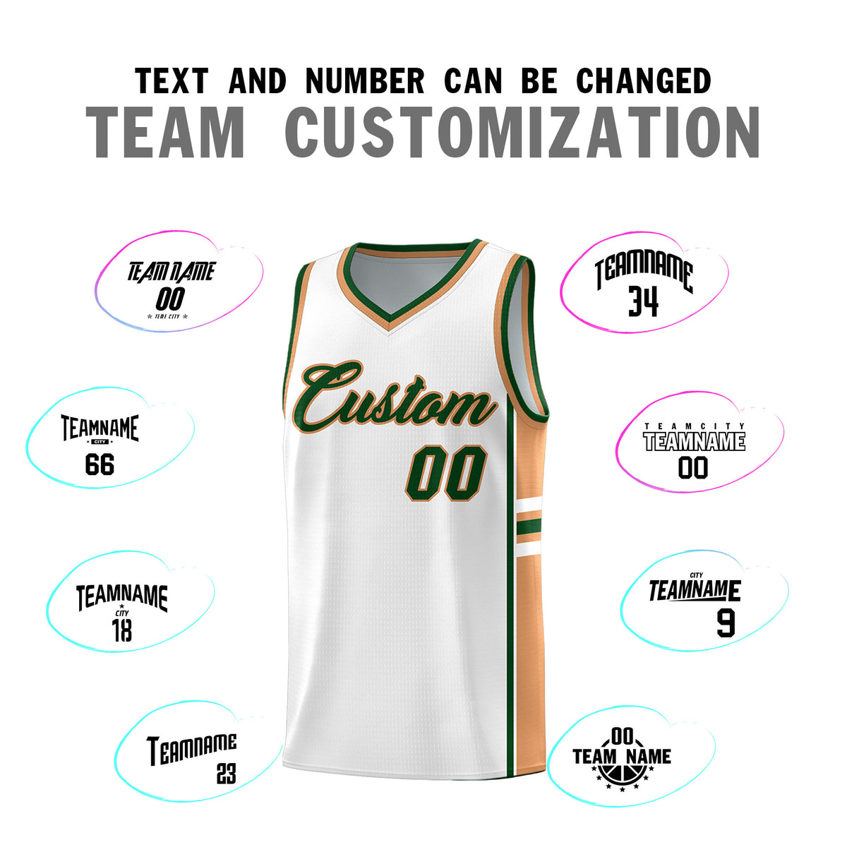 Custom Youth Basketball Jersey - White Buckskin Brown Two-Tone Varsity Jersey Set