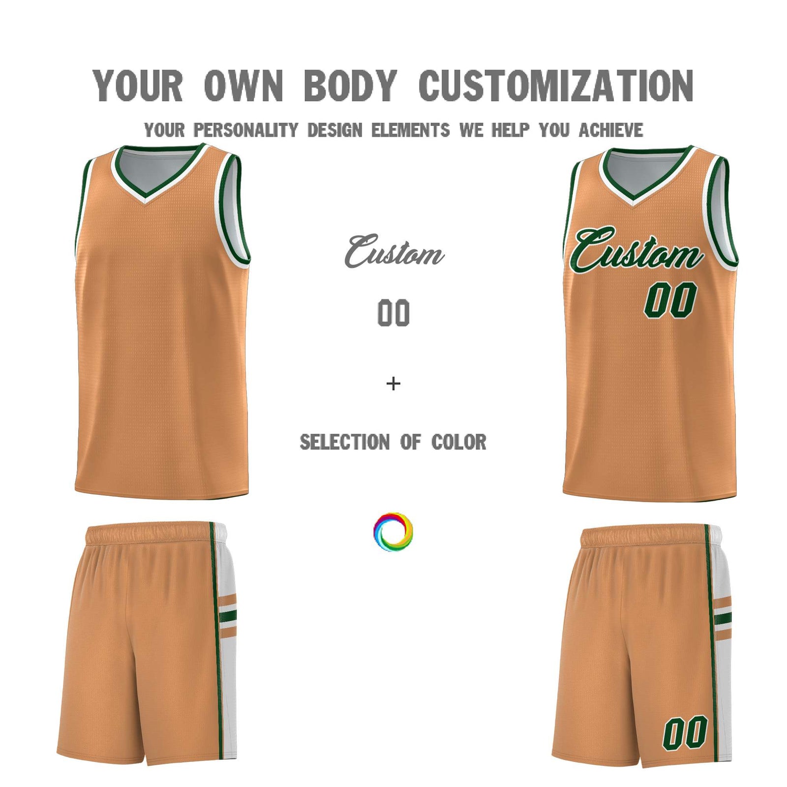 Custom Youth Basketball Jersey - Buckskin Brown White Personalized Varsity Two-Tone Uniform