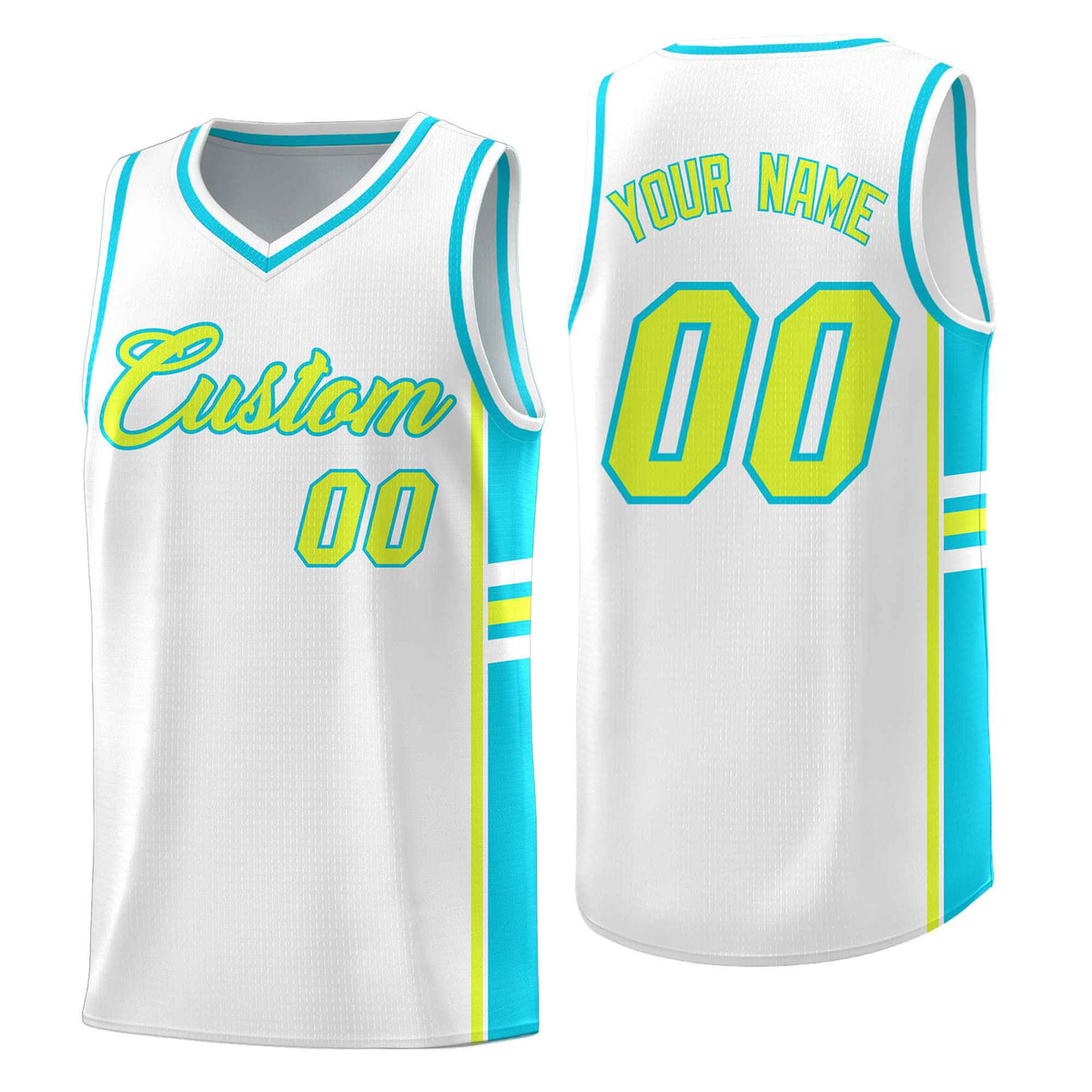 Custom Youth Basketball Jersey - White Sky Blue Two-Tone Varsity Jersey Set