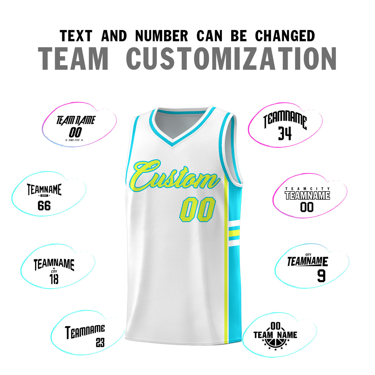Custom Youth Basketball Jersey - White Sky Blue Two-Tone Varsity Jersey Set