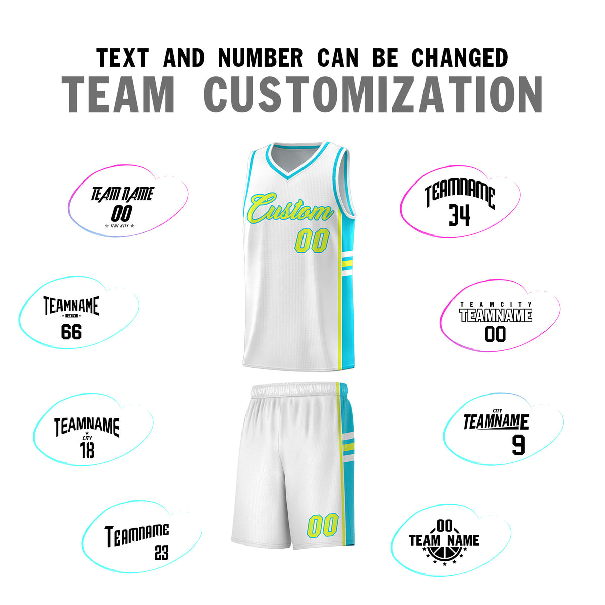 Custom Youth Basketball Jersey - White Sky Blue Two-Tone Varsity Jersey Set