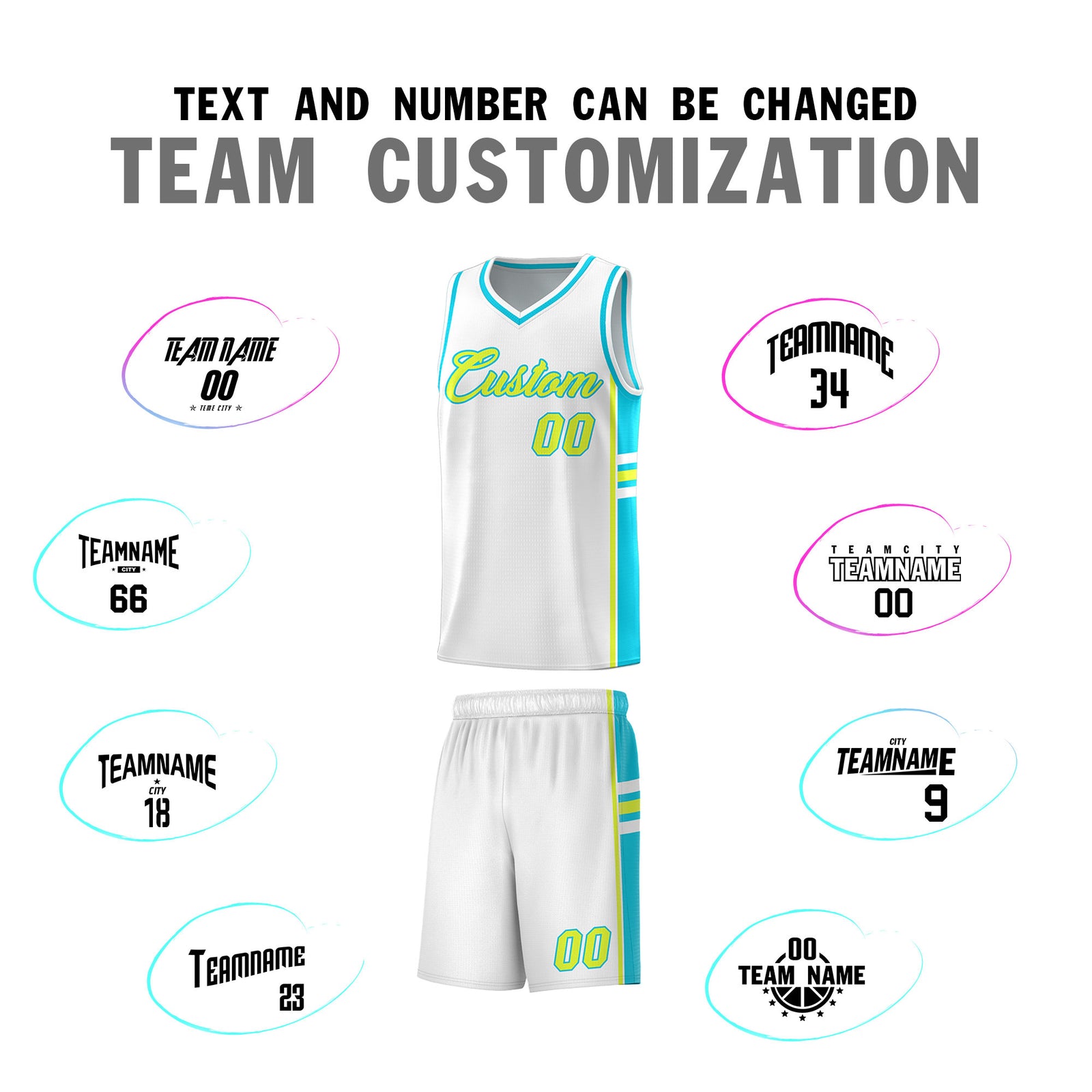 Custom Youth Basketball Jersey - White Sky Blue Two-Tone Varsity Jersey Set