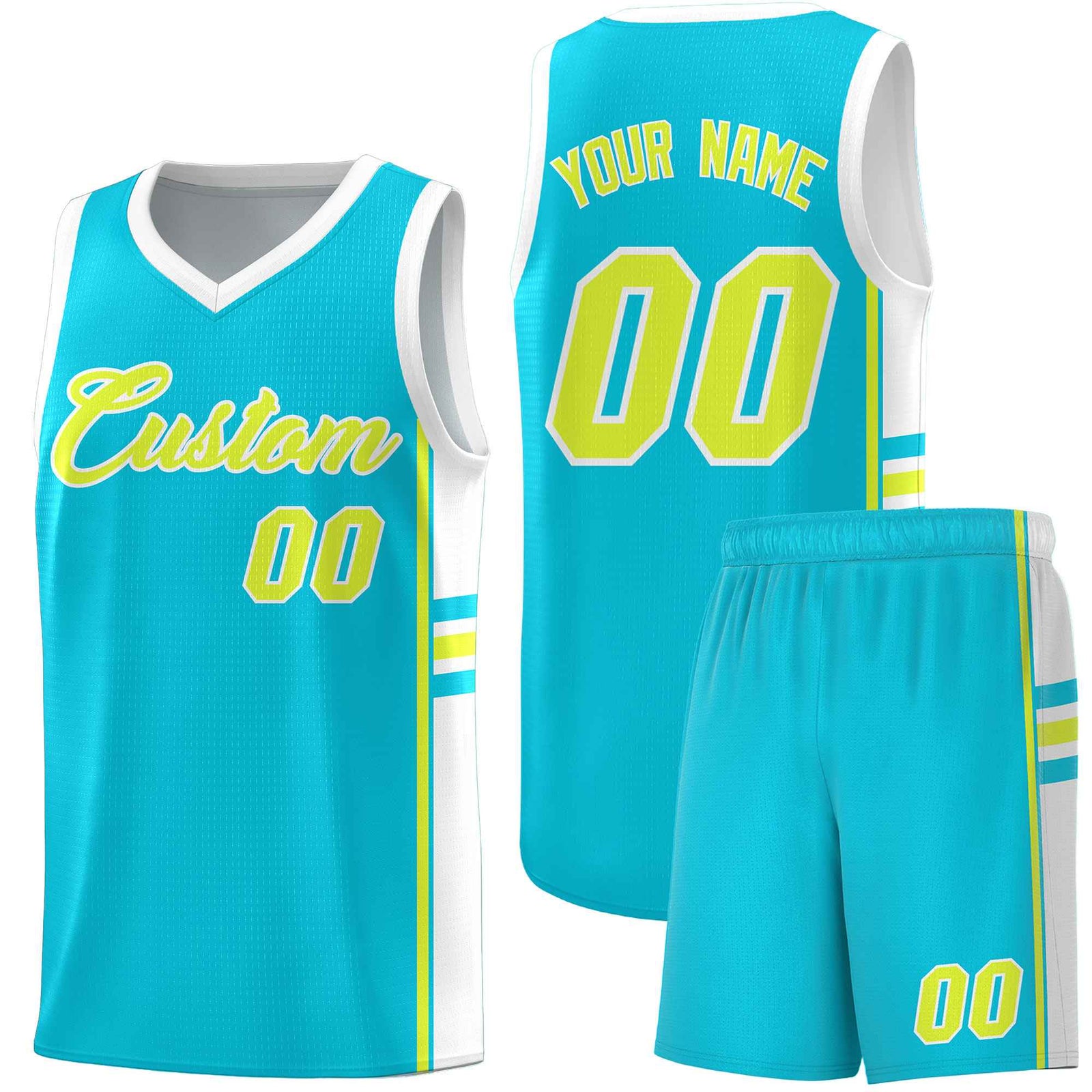 Custom Youth Basketball Jersey - Sky Blue White Personalized Varsity Two-Tone Uniform