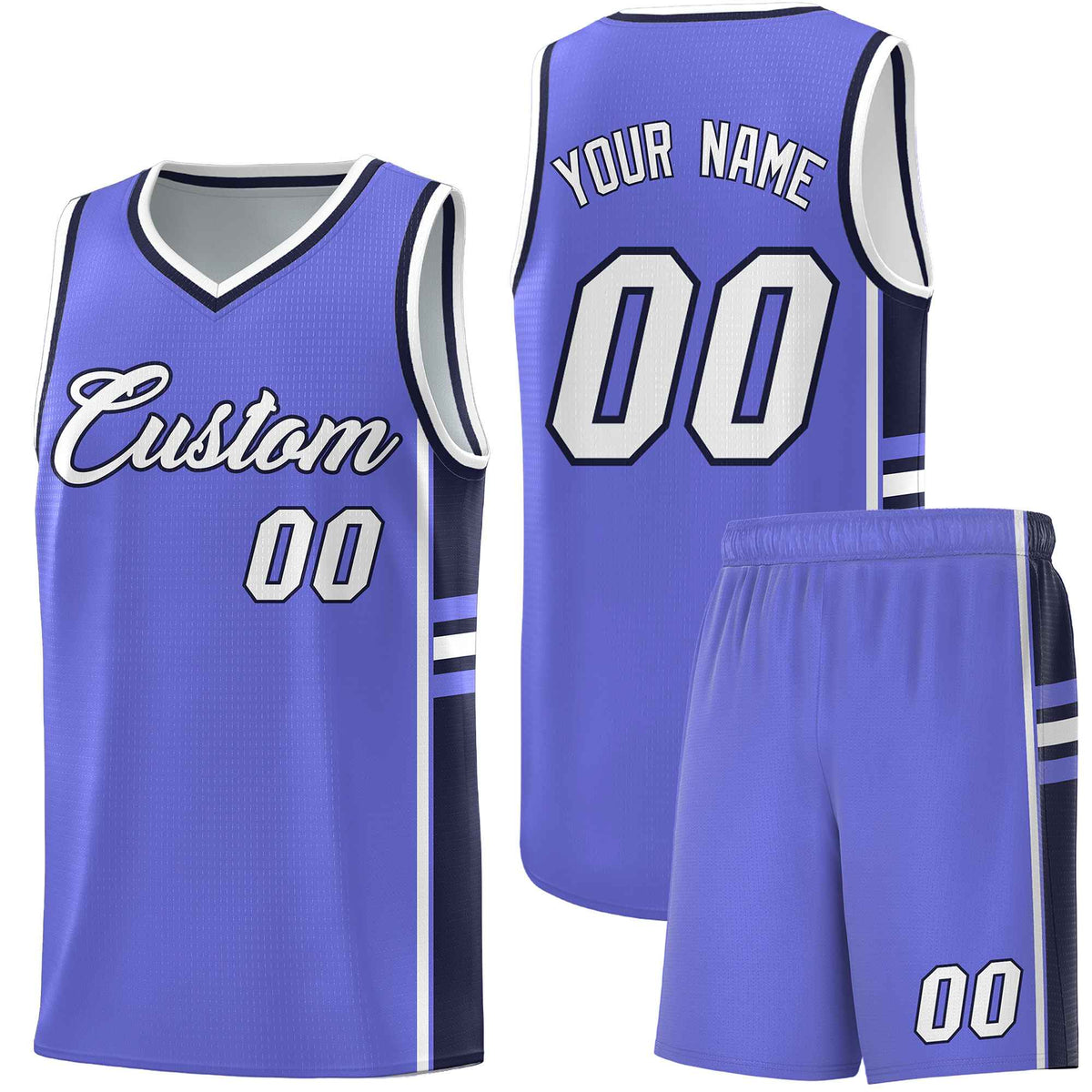 Custom Youth Basketball Jersey - Purple Navy Two-Tone Classic Varsity Uniform