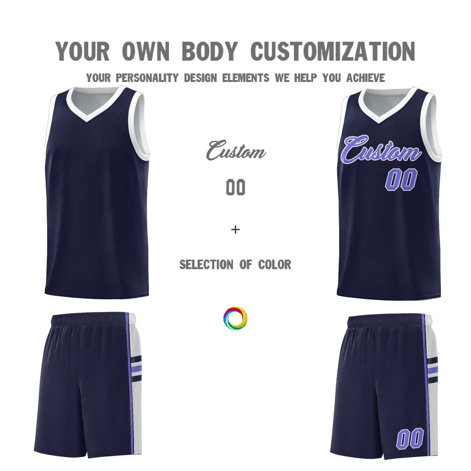 Custom Youth Basketball Jersey - Navy White Personalized Varsity Two-Tone Uniform