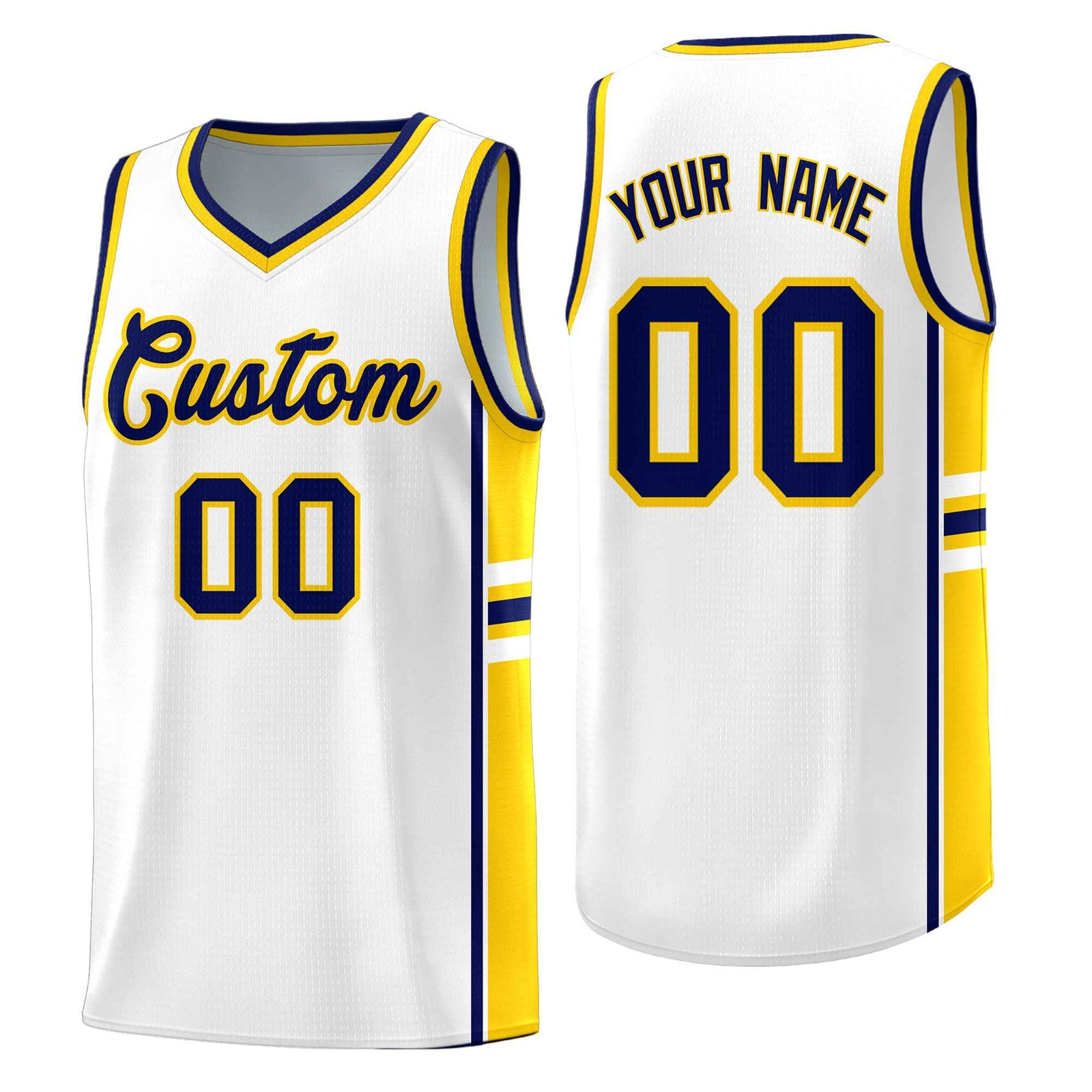 Custom Youth Basketball Jersey - White Gold Personalized Varsity Two-Tone Uniform