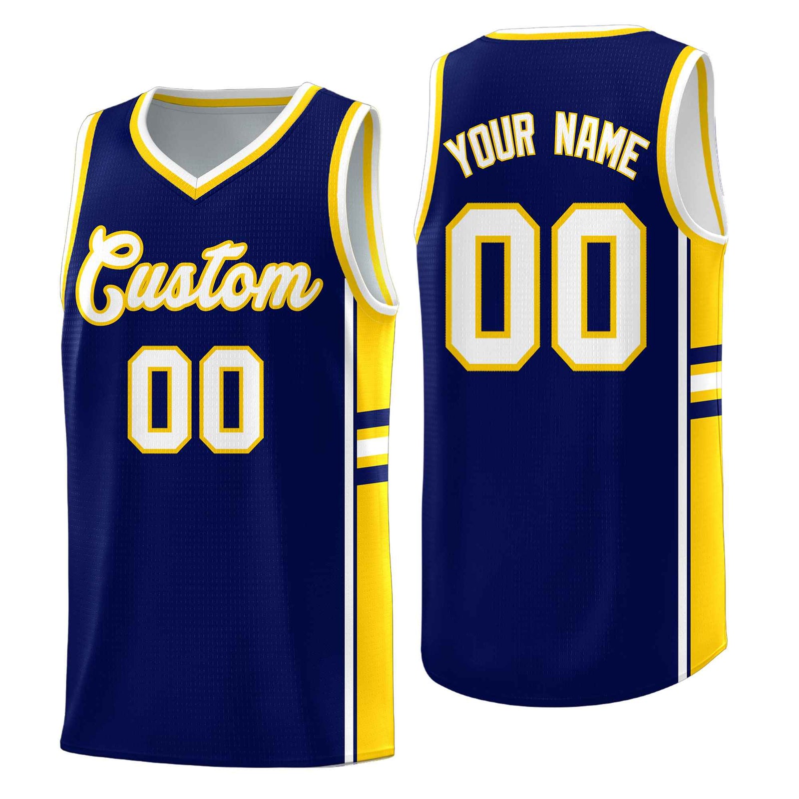 Custom Youth Basketball Jersey - Navy Gold Two-Tone Varsity Jersey Set