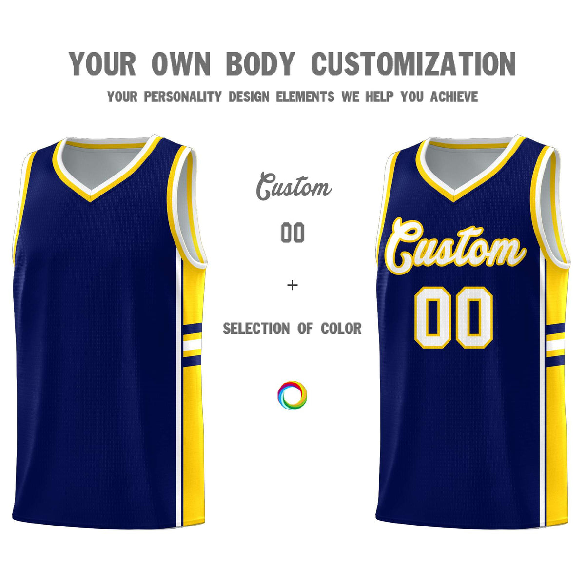 Custom Youth Basketball Jersey - Navy Gold Two-Tone Varsity Jersey Set