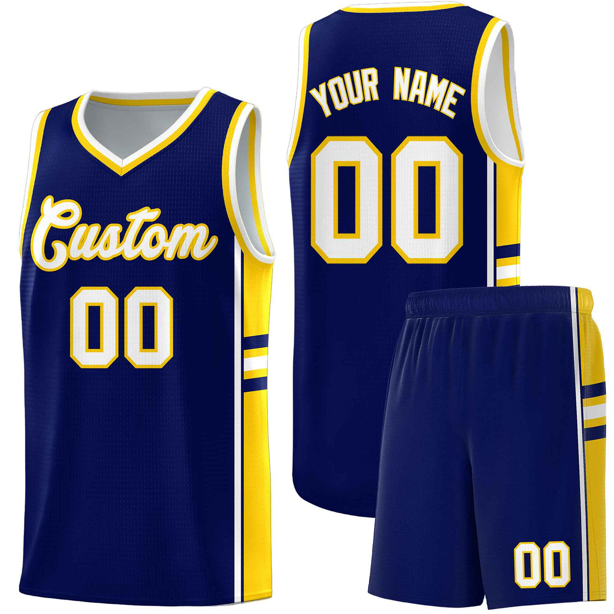 Custom Youth Basketball Jersey - Navy Gold Two-Tone Varsity Jersey Set