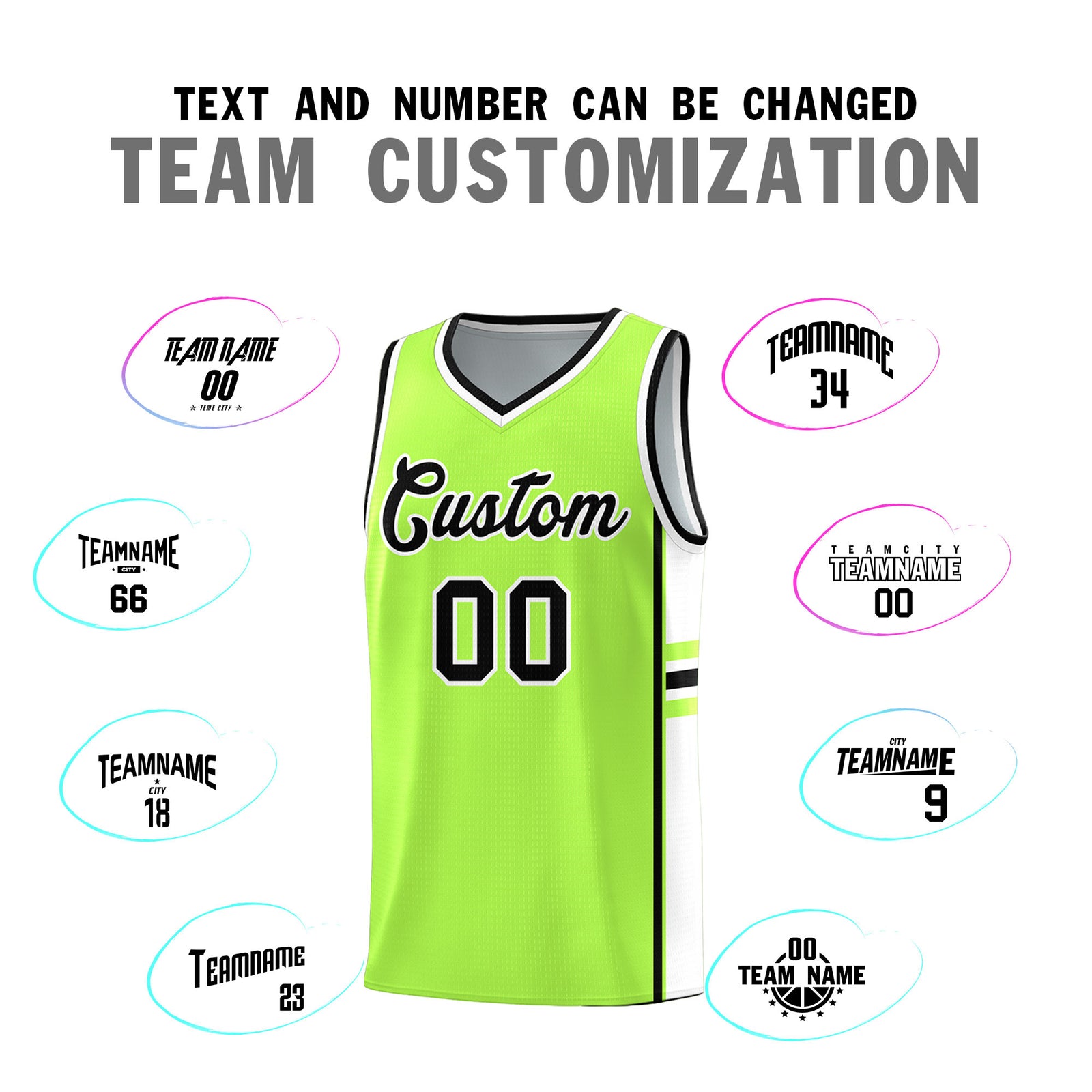 Custom Youth Basketball Jersey - Fluorescent Green White Two-Tone Varsity Jersey Set
