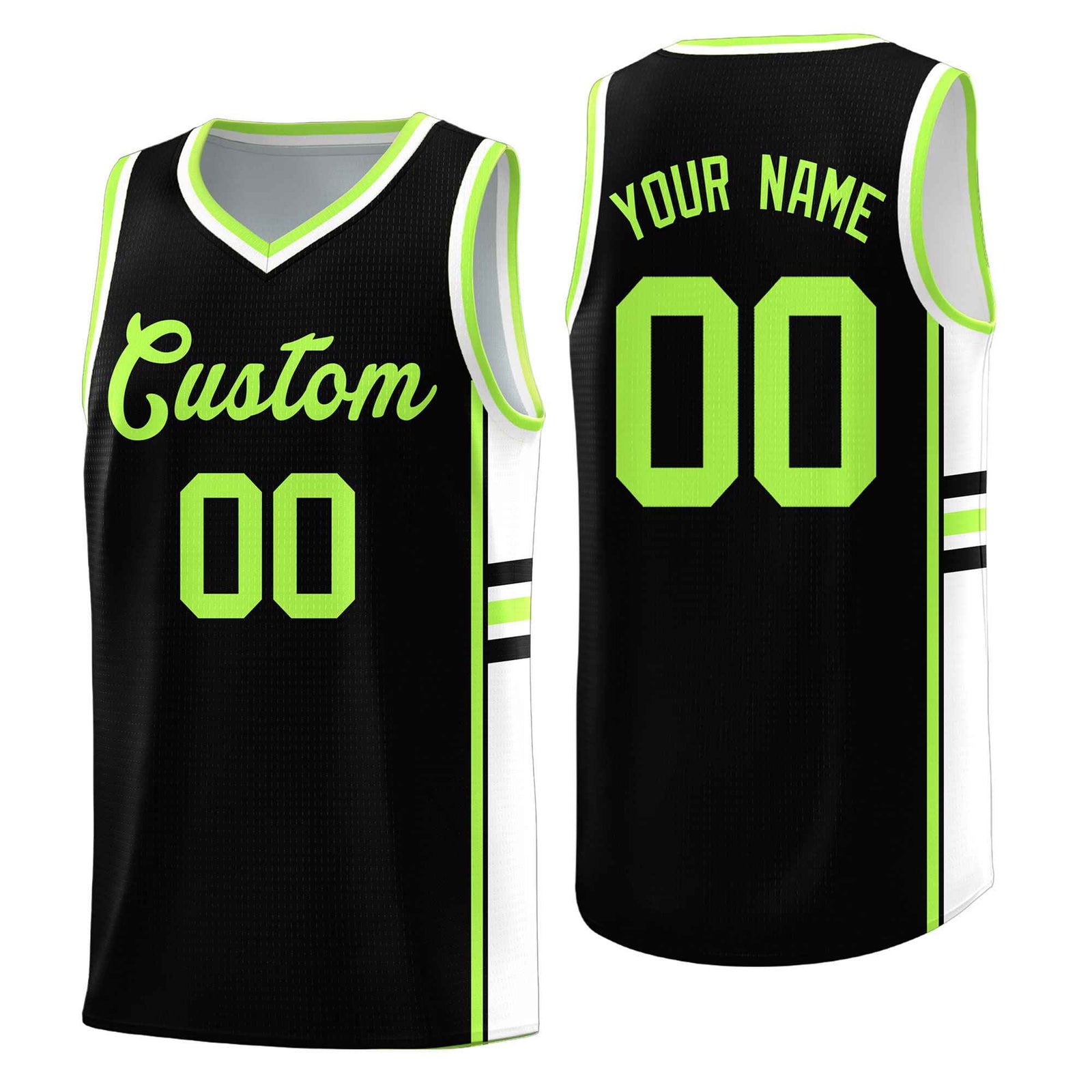 Custom Youth Basketball Jersey - Black White Two-Tone Classic Varsity Uniform