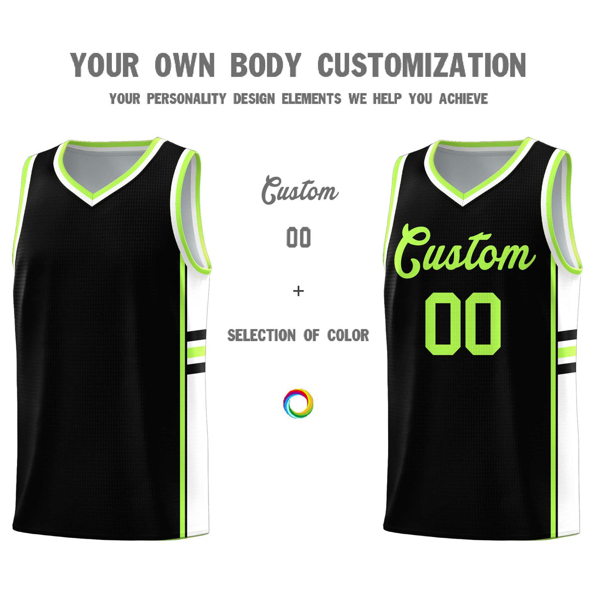 Custom Youth Basketball Jersey - Black White Two-Tone Classic Varsity Uniform