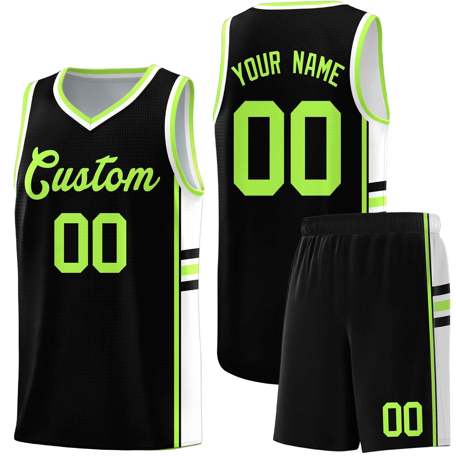 Custom Youth Basketball Jersey - Black White Two-Tone Classic Varsity Uniform