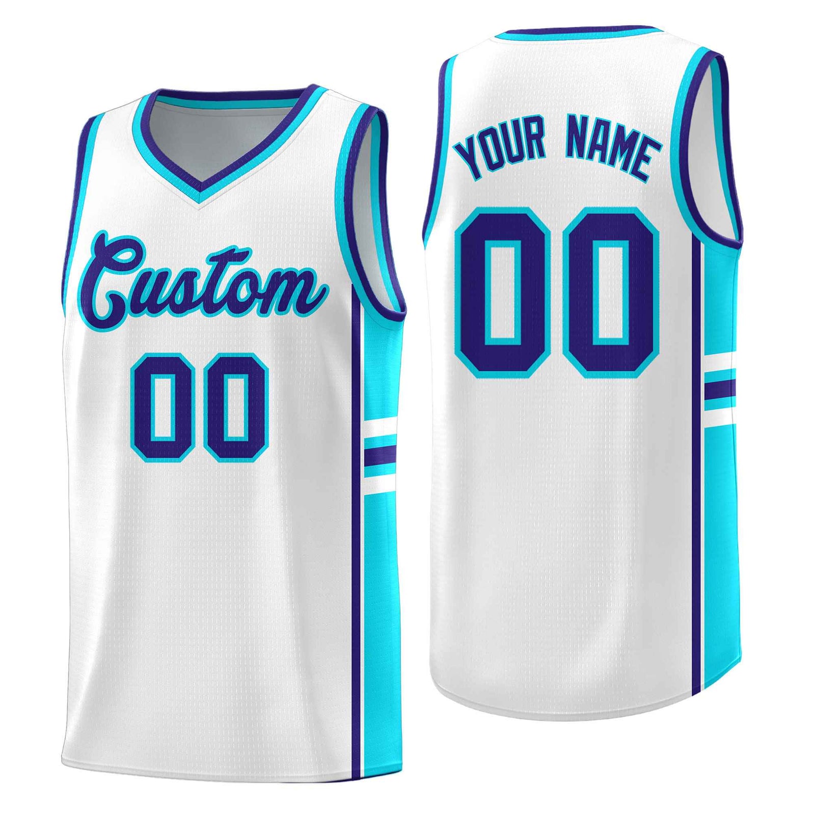 Custom Youth Basketball Jersey - White Royal Personalized Varsity Two-Tone Uniform