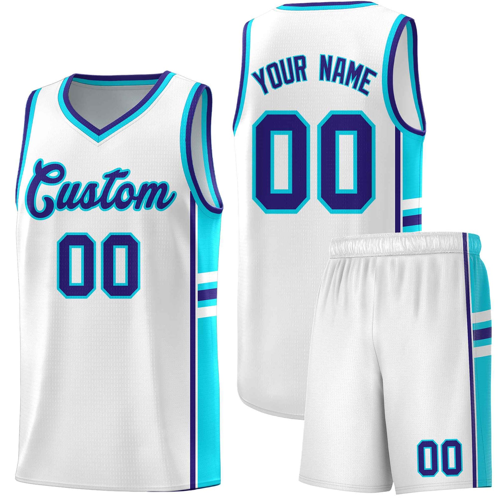 Custom Youth Basketball Jersey - White Royal Personalized Varsity Two-Tone Uniform