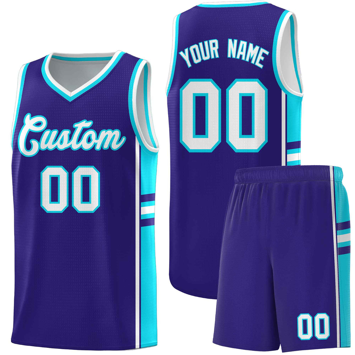 Custom Youth Basketball Jersey - Royal Sky Blue Two-Tone Varsity Jersey Set