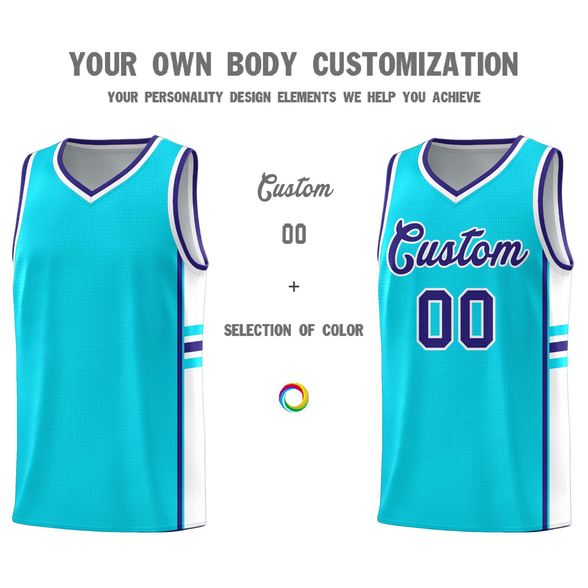 Custom Youth Basketball Jersey - Sky Blue White Two-Tone Classic Varsity Uniform