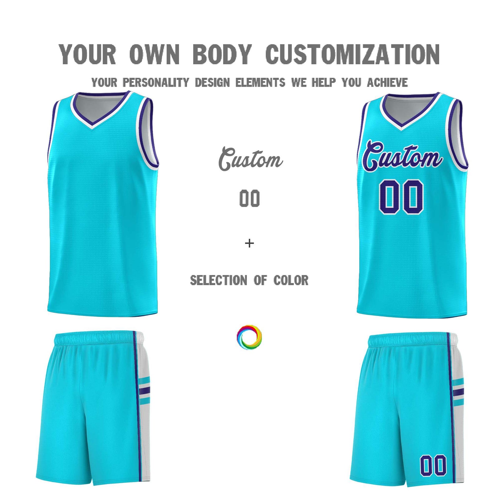 Custom Youth Basketball Jersey - Sky Blue White Two-Tone Classic Varsity Uniform