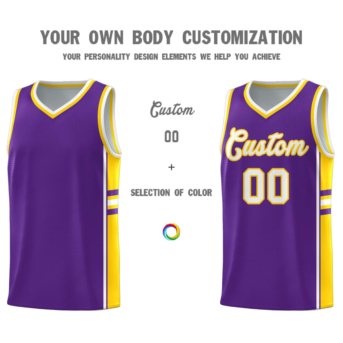 Custom Youth Basketball Jersey - Purple Gold Two-Tone Varsity Jersey Set