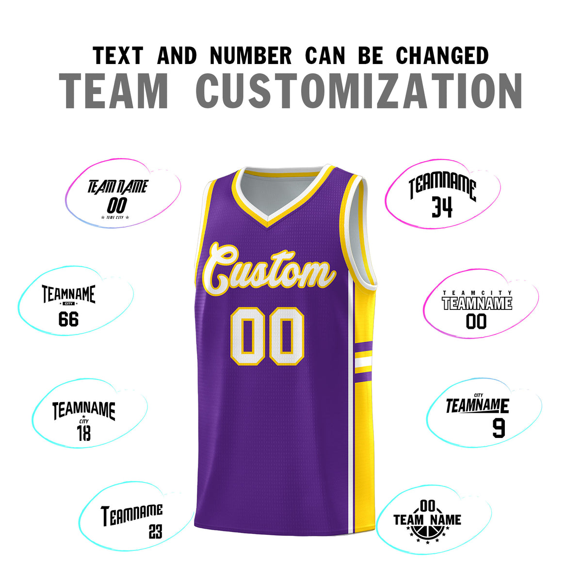 Custom Youth Basketball Jersey - Purple Gold Two-Tone Varsity Jersey Set