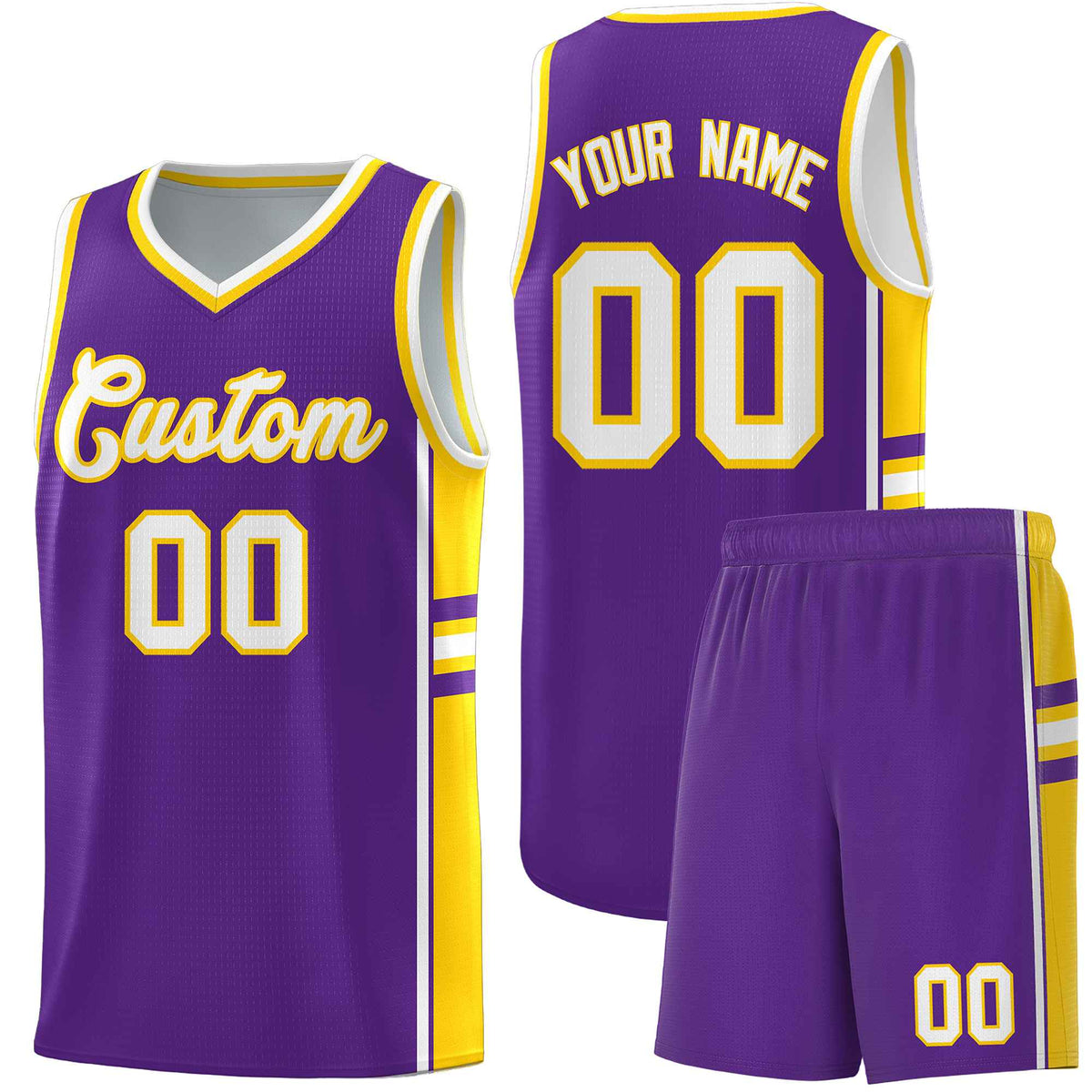 Custom Youth Basketball Jersey - Purple Gold Two-Tone Varsity Jersey Set