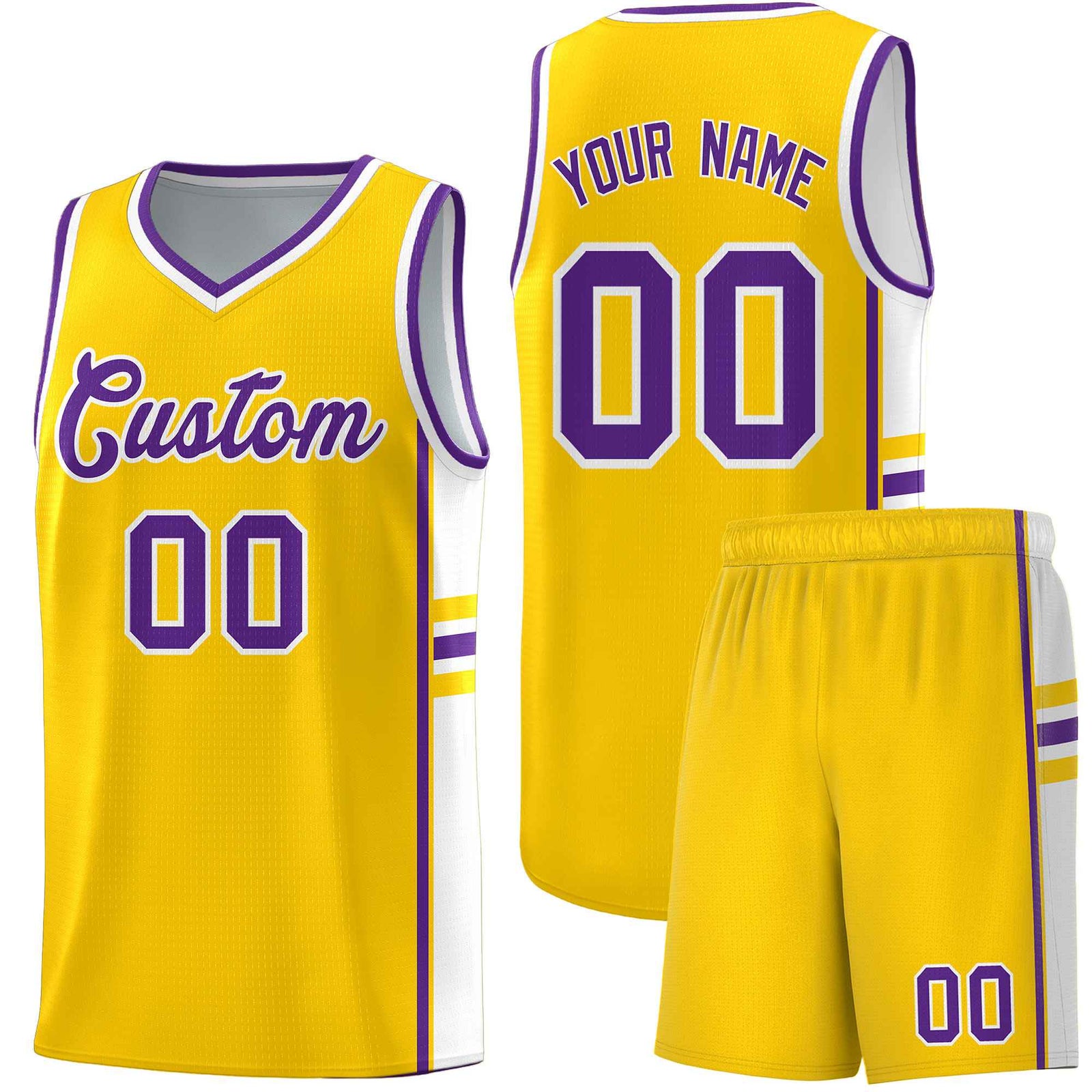 Custom Youth Basketball Jersey - Gold White Two-Tone Classic Varsity Uniform
