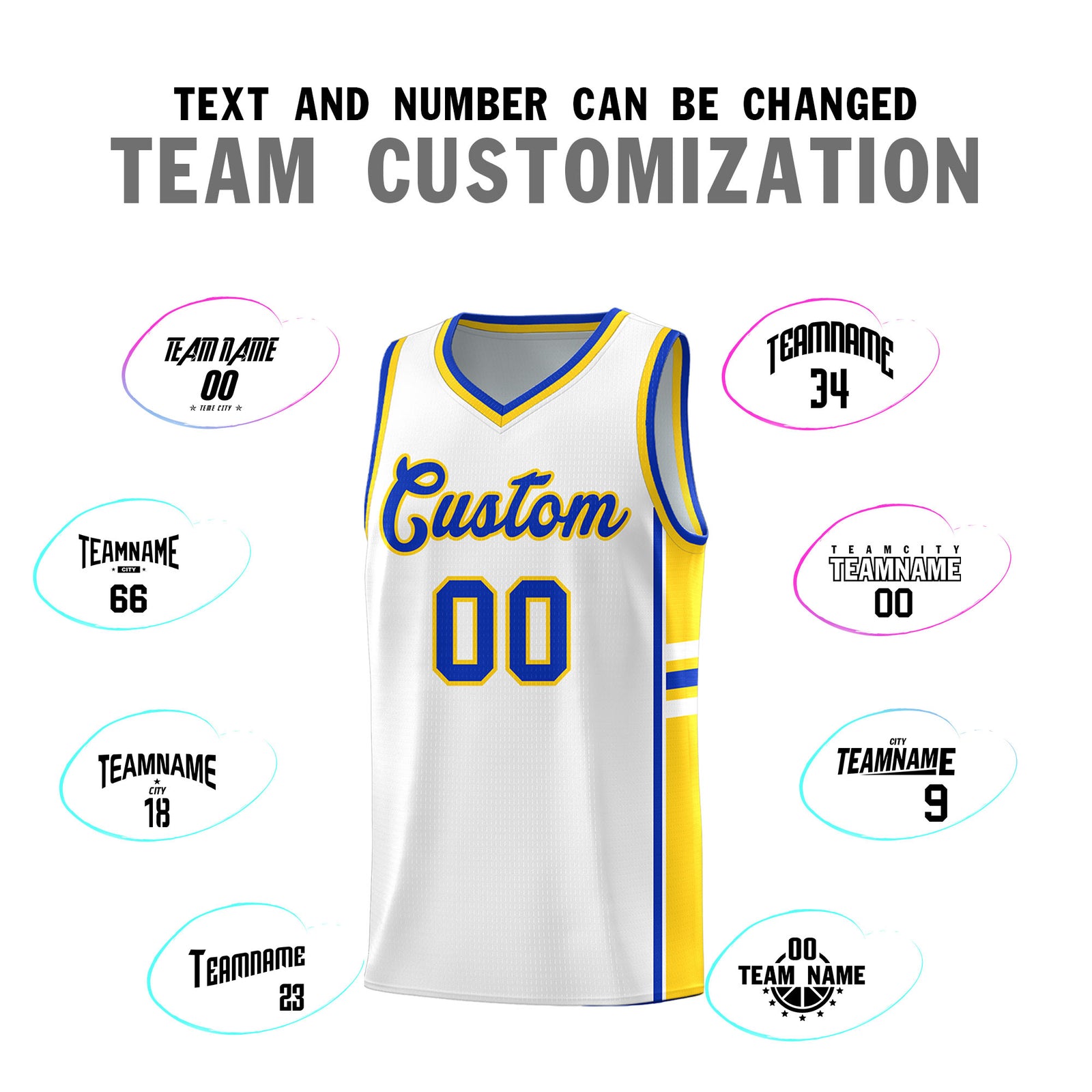 Custom Youth Basketball Jersey - White Gold Personalized Varsity Two-Tone Uniform
